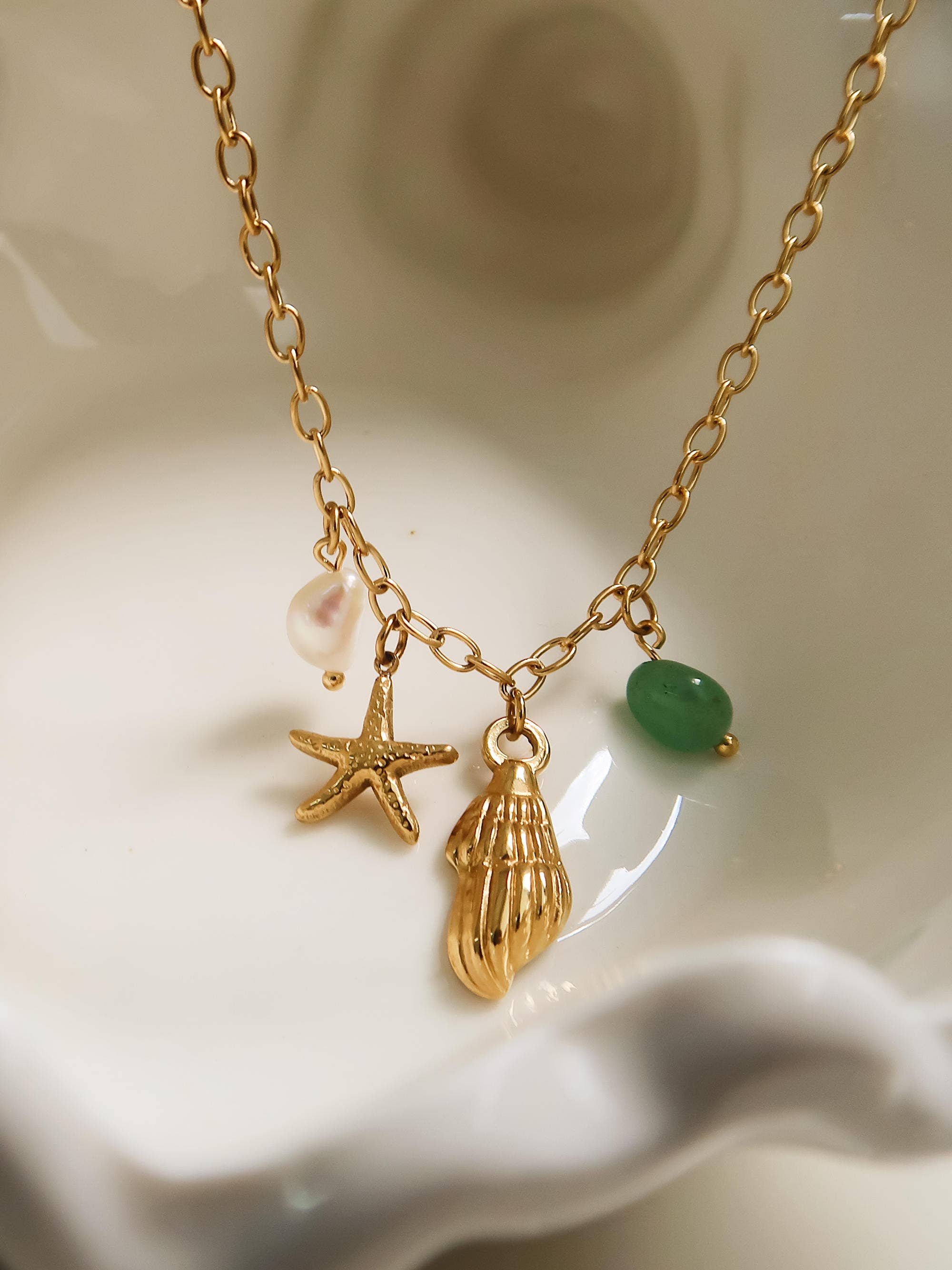 Pearl and Shell Charm Necklace