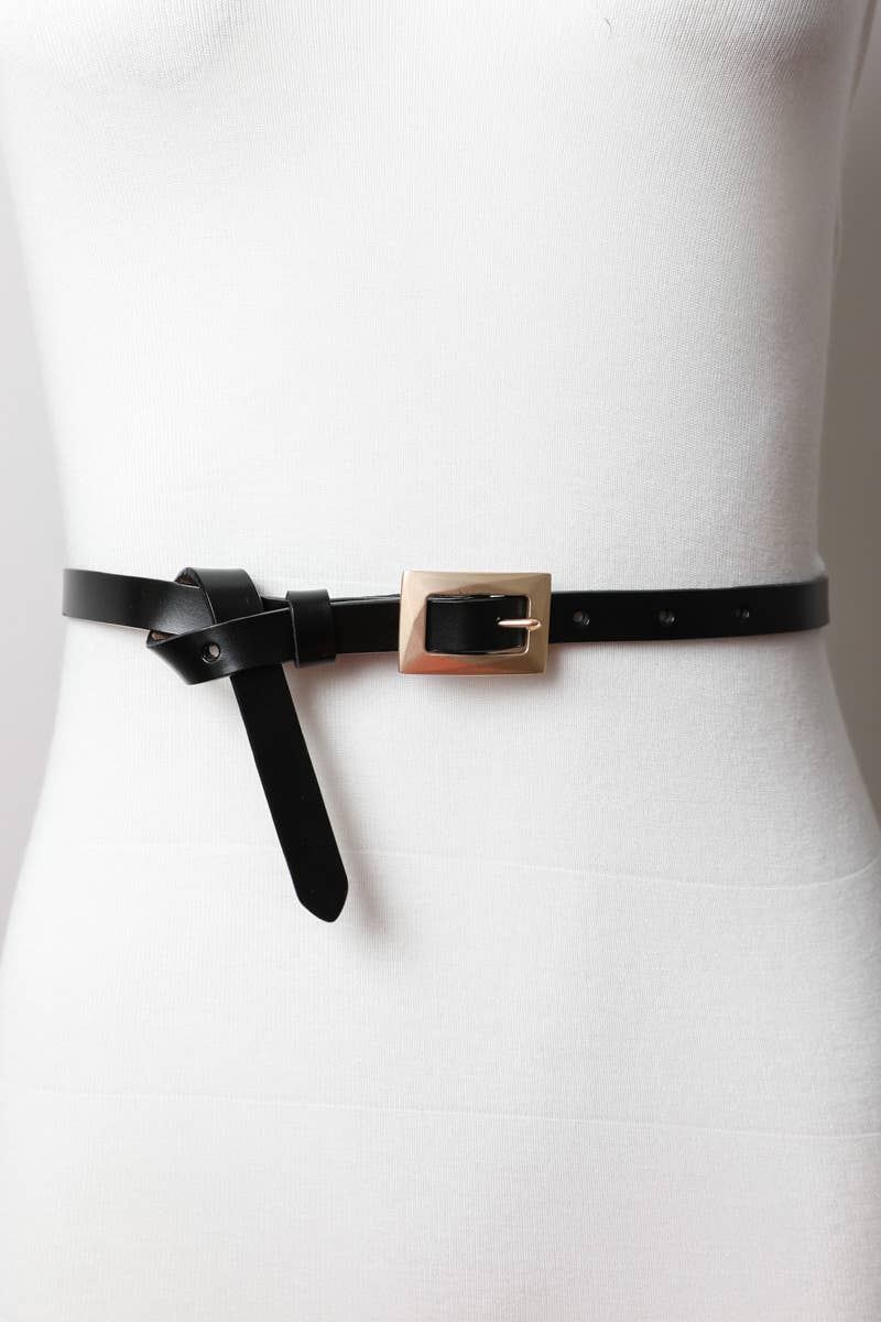 Gold Buckle Skinny Waist Belt