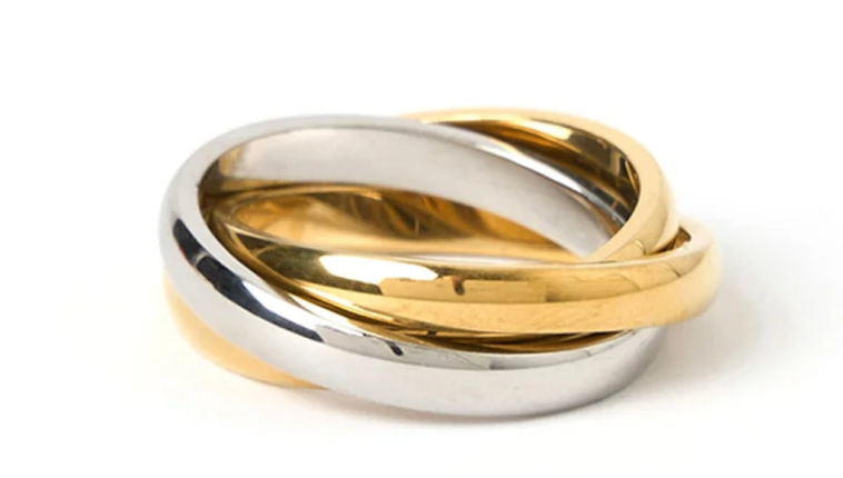 Triple Band Ring- 3 band Steel Ring 14K