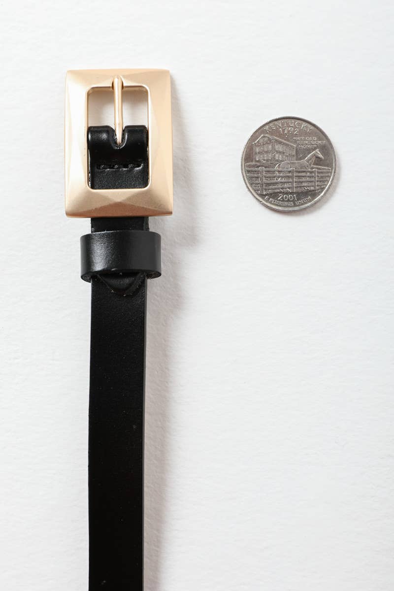 Gold Buckle Skinny Waist Belt