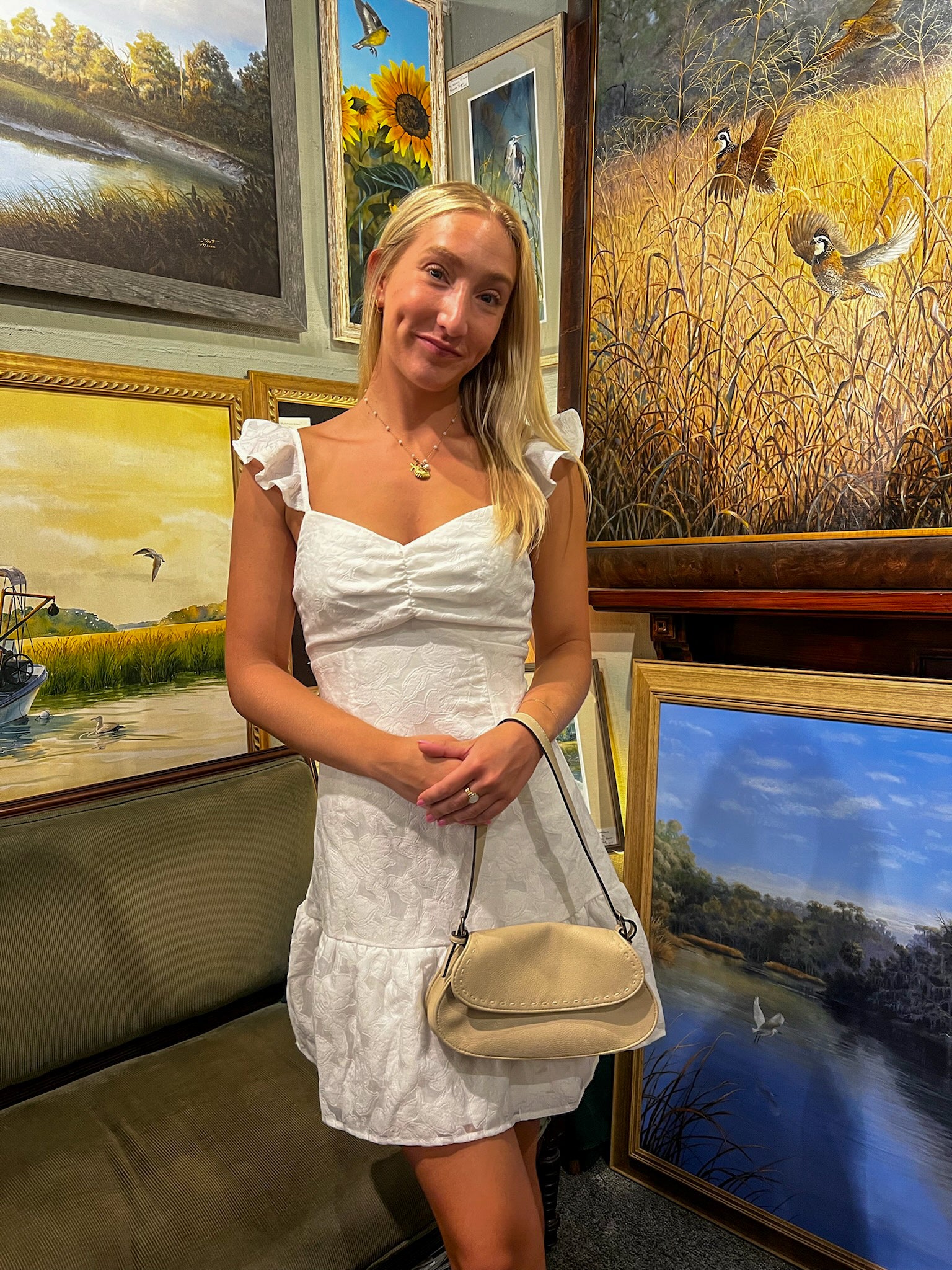 White Embroidered Mini