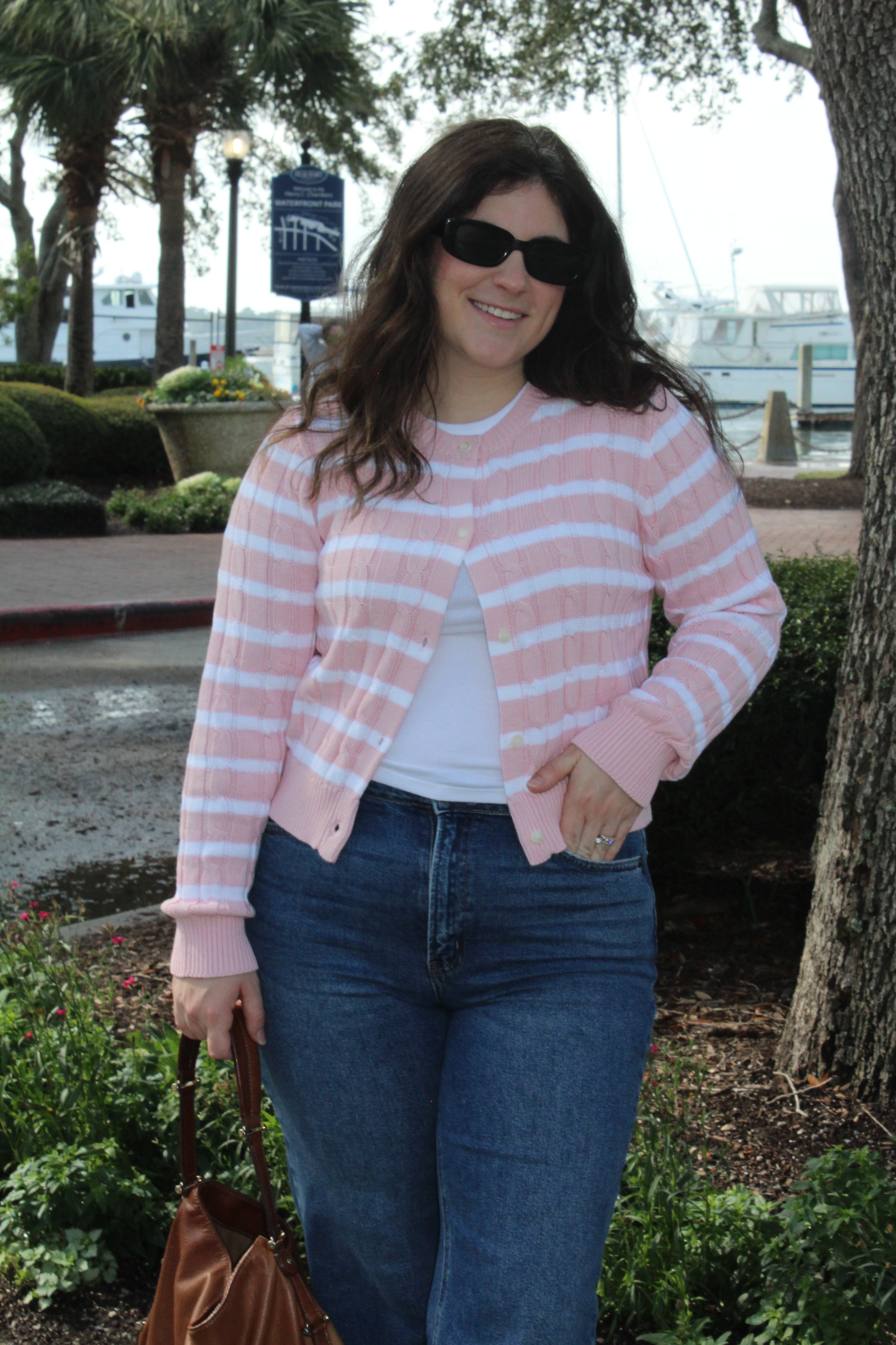 Pink Striped Cable Knit