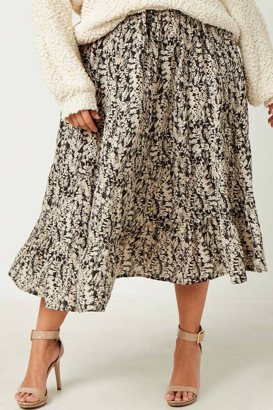 Plus Botanical PrintTiered Skirt