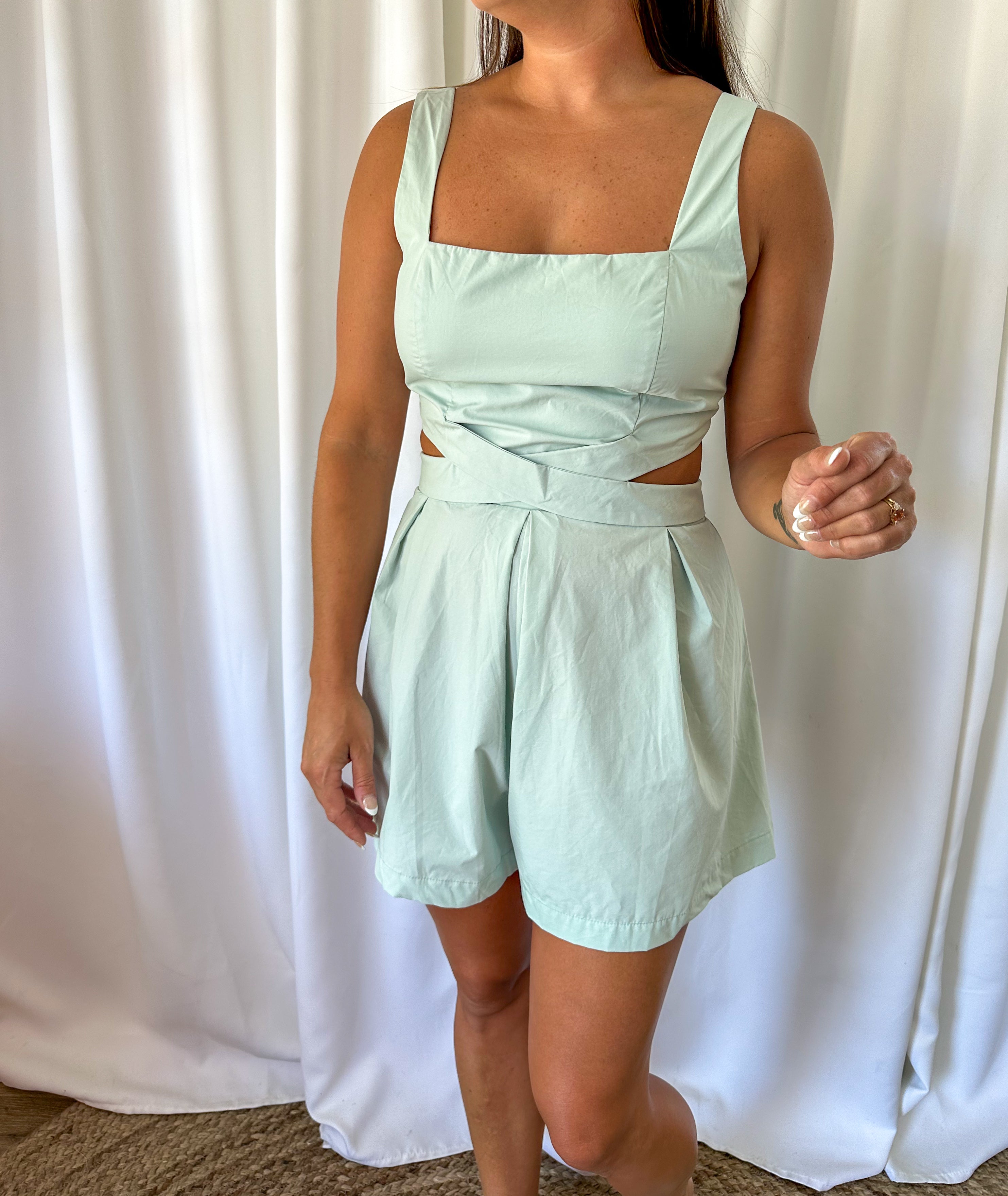 Mint Poplin Romper