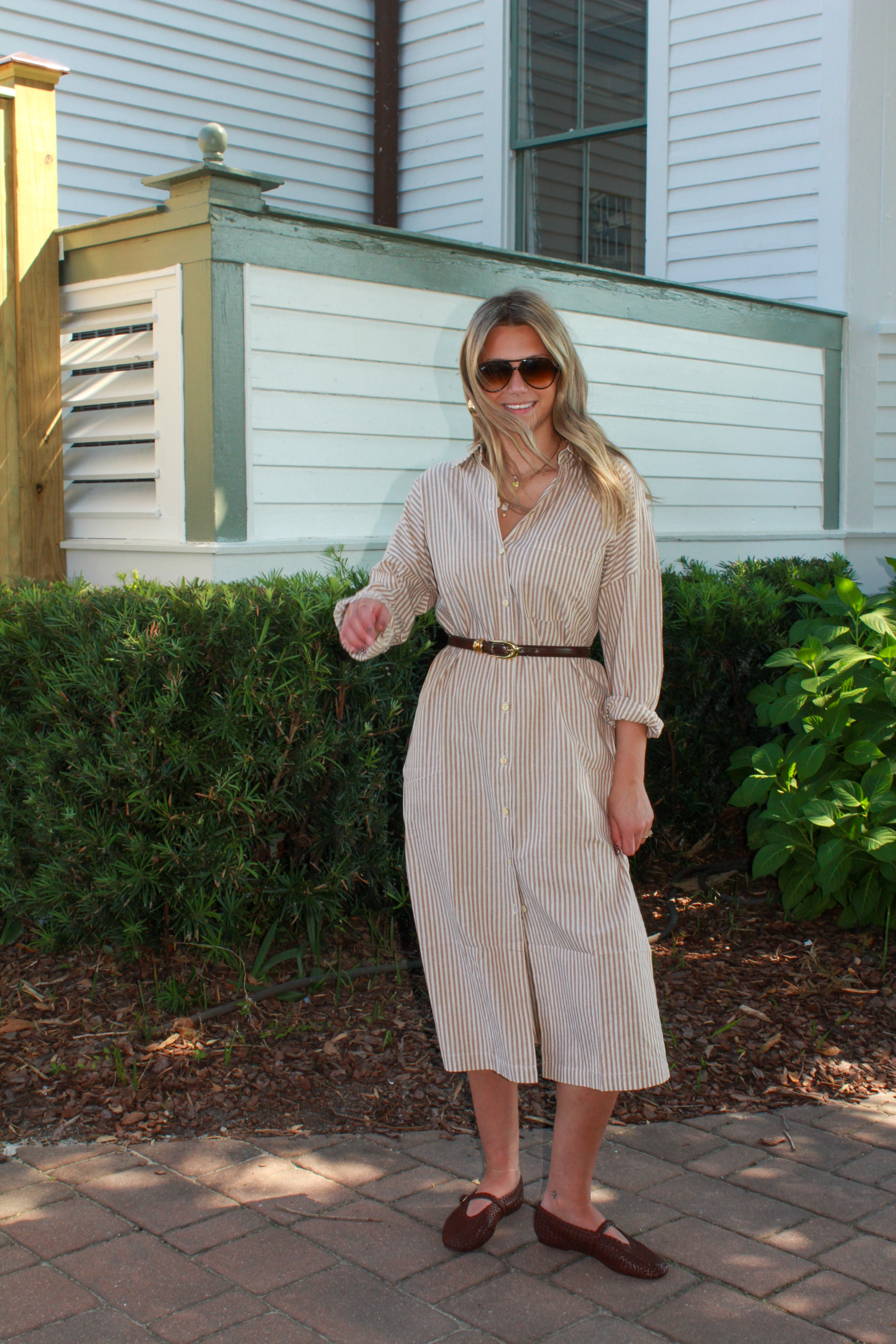 Stripe Midi Shirt Dress