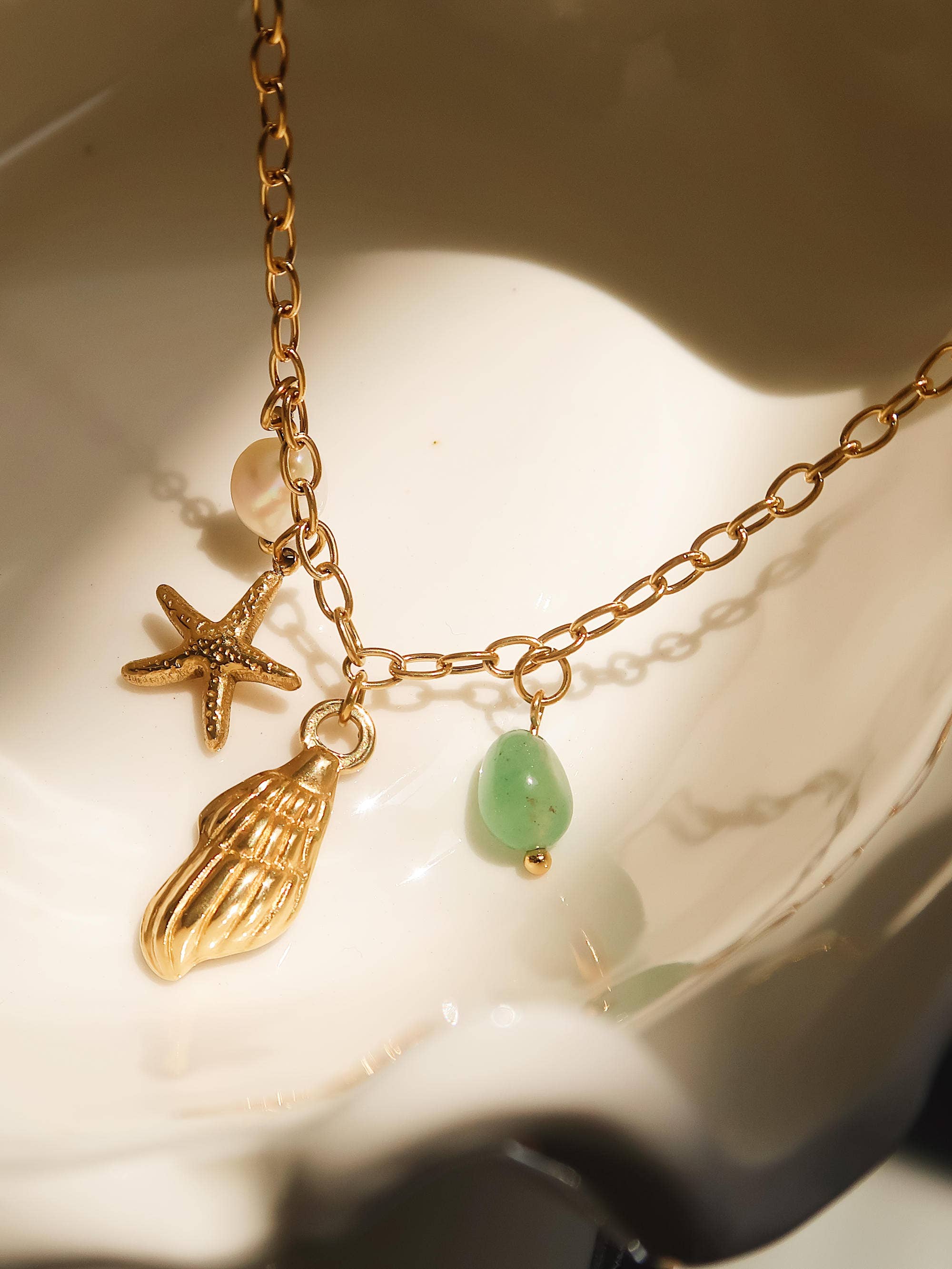 Pearl and Shell Charm Necklace