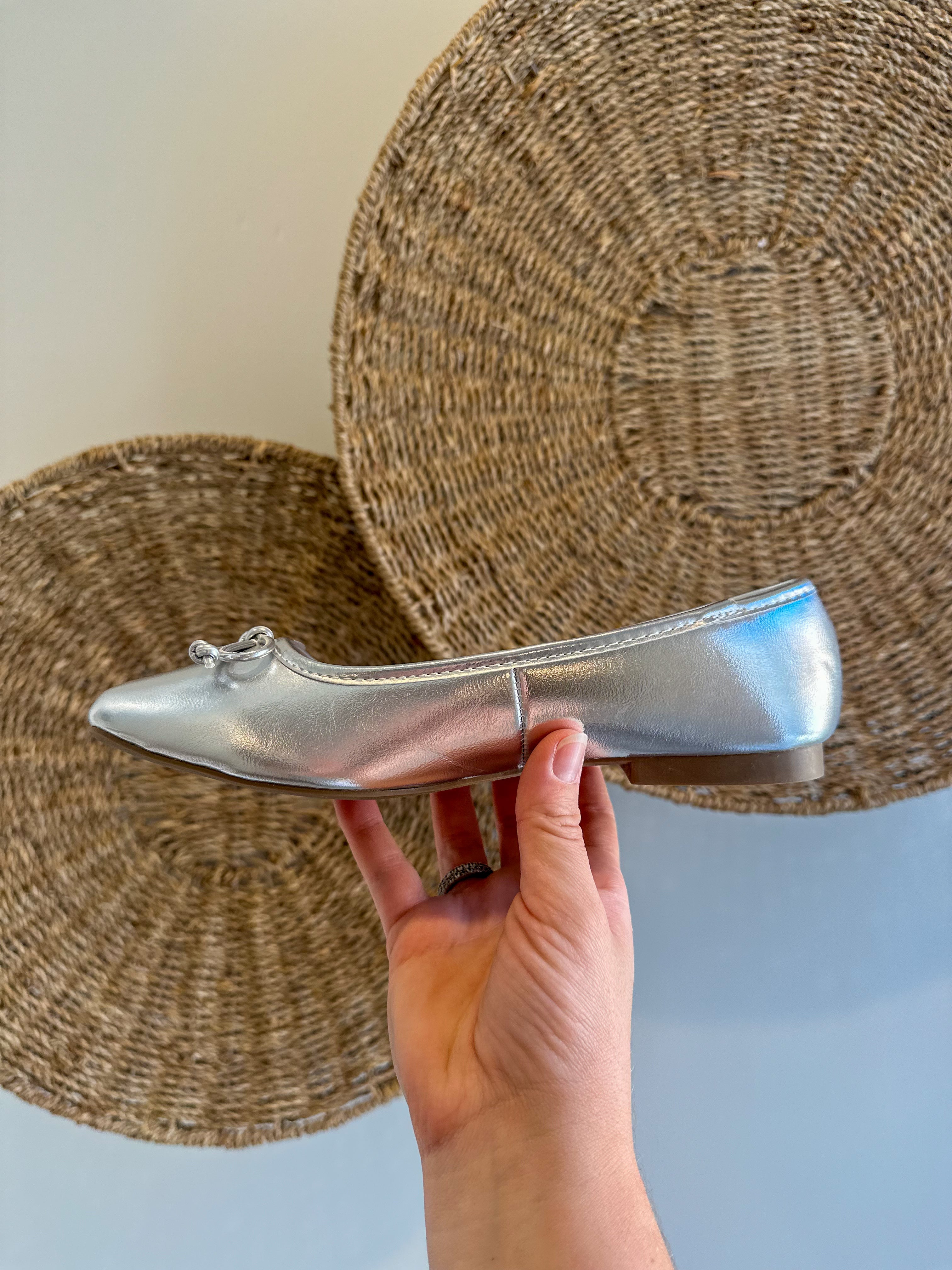 Silver ballet flat