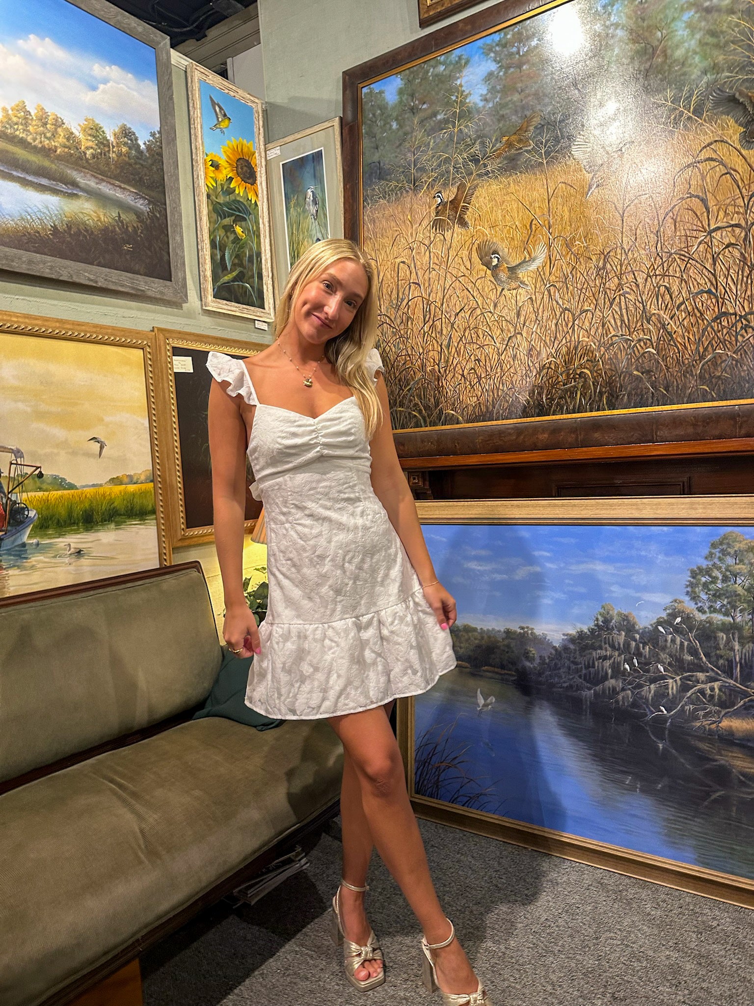 White Embroidered Mini