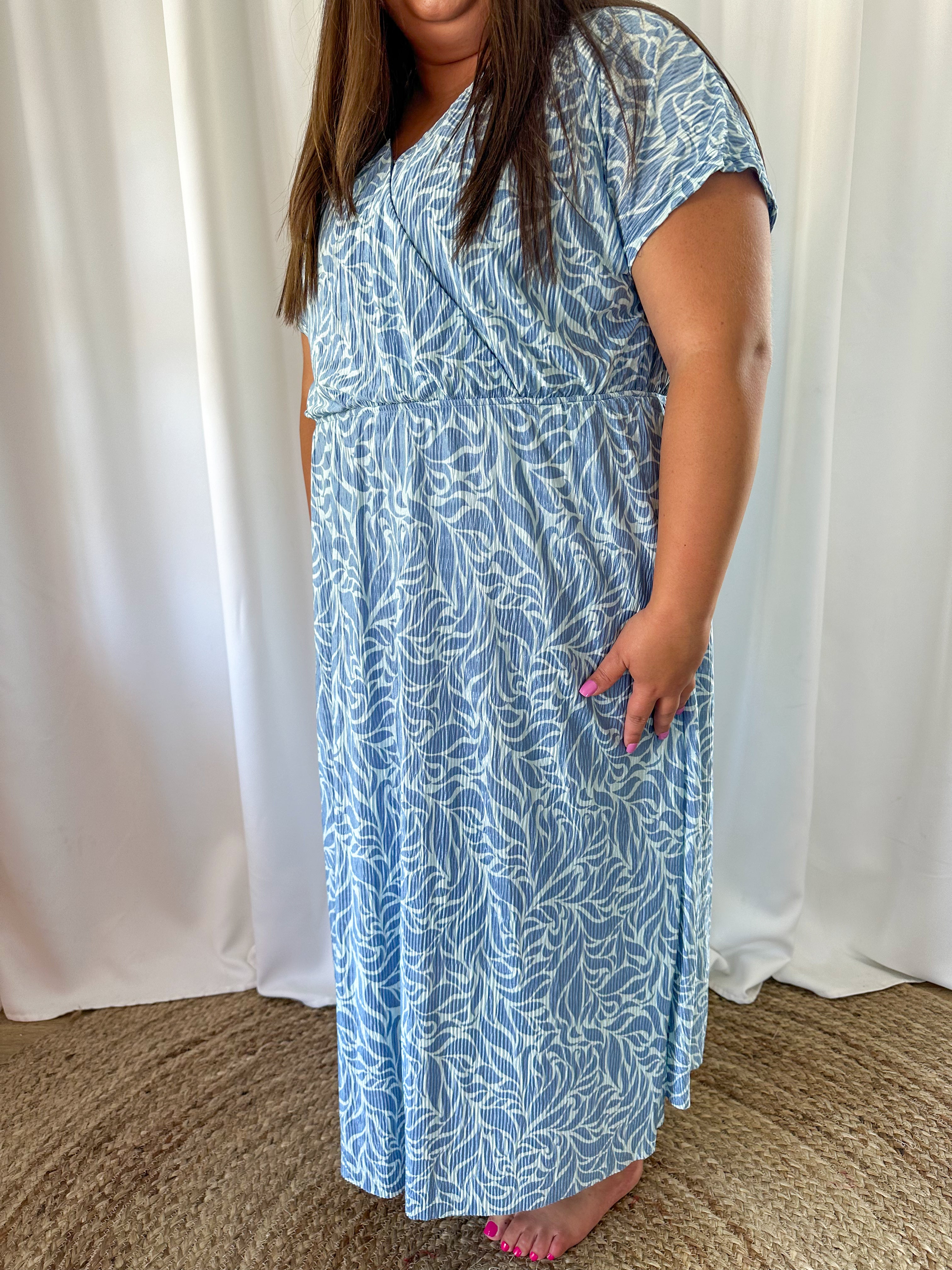PLUS Blue Abstract Wrap Dress