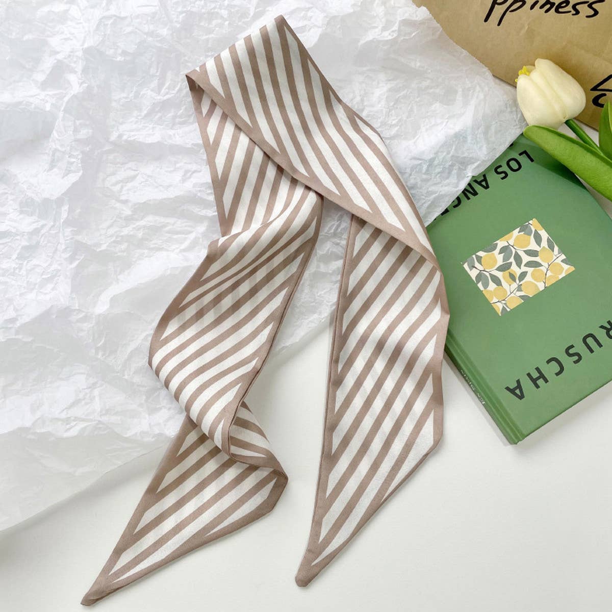 Tan Striped Neck/Hair Scarf