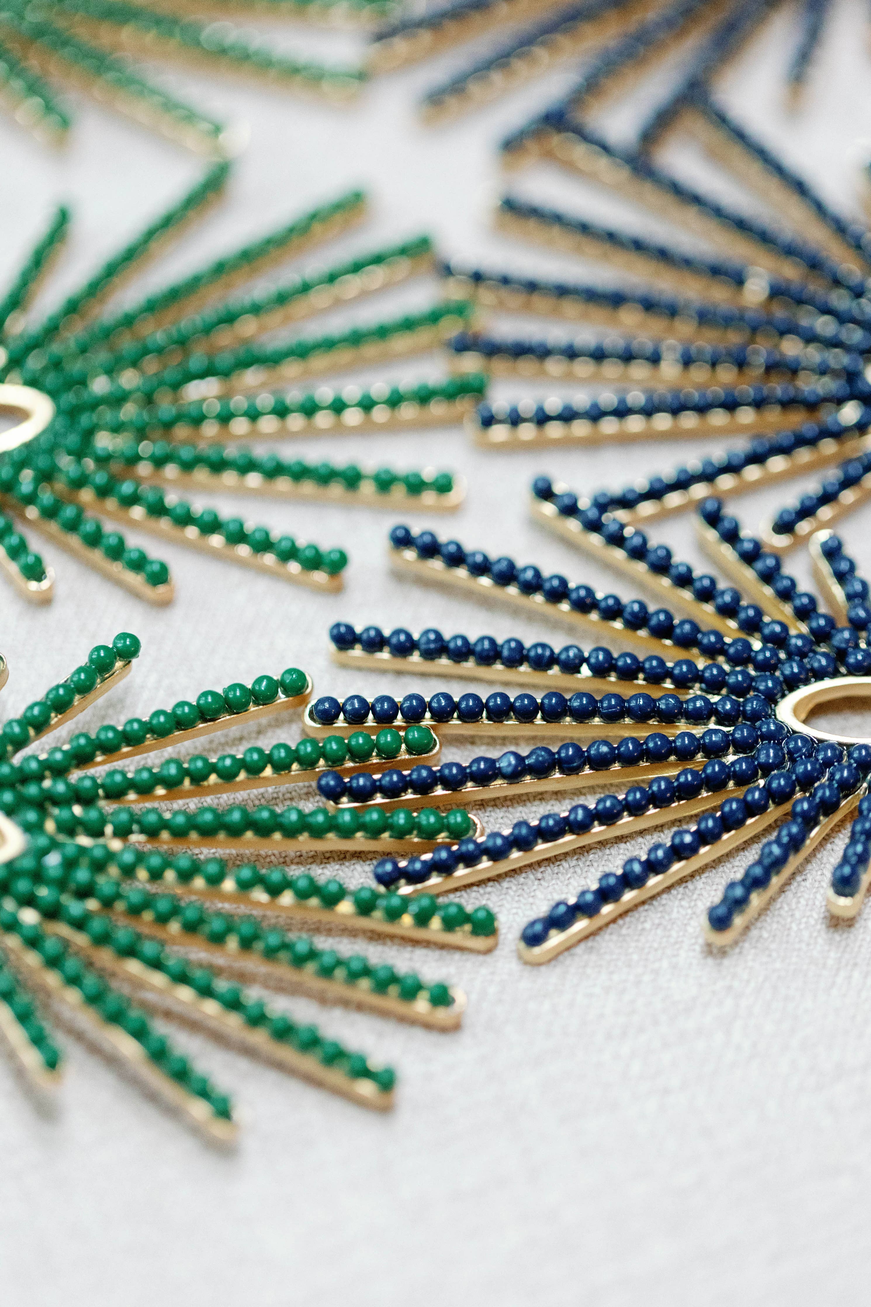 Navy Sunburst Statement Drop Earrings