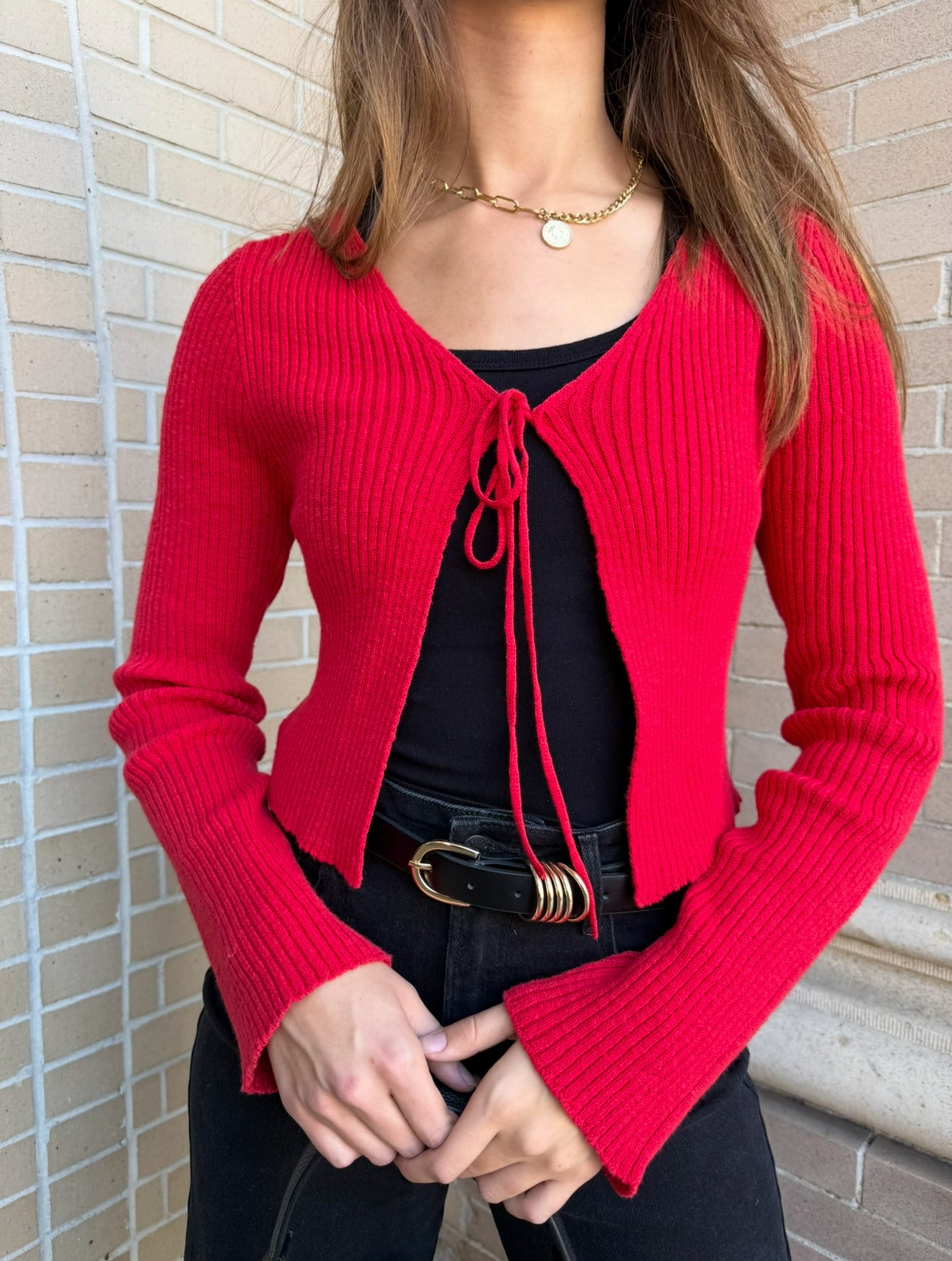Red Tie Cardigan