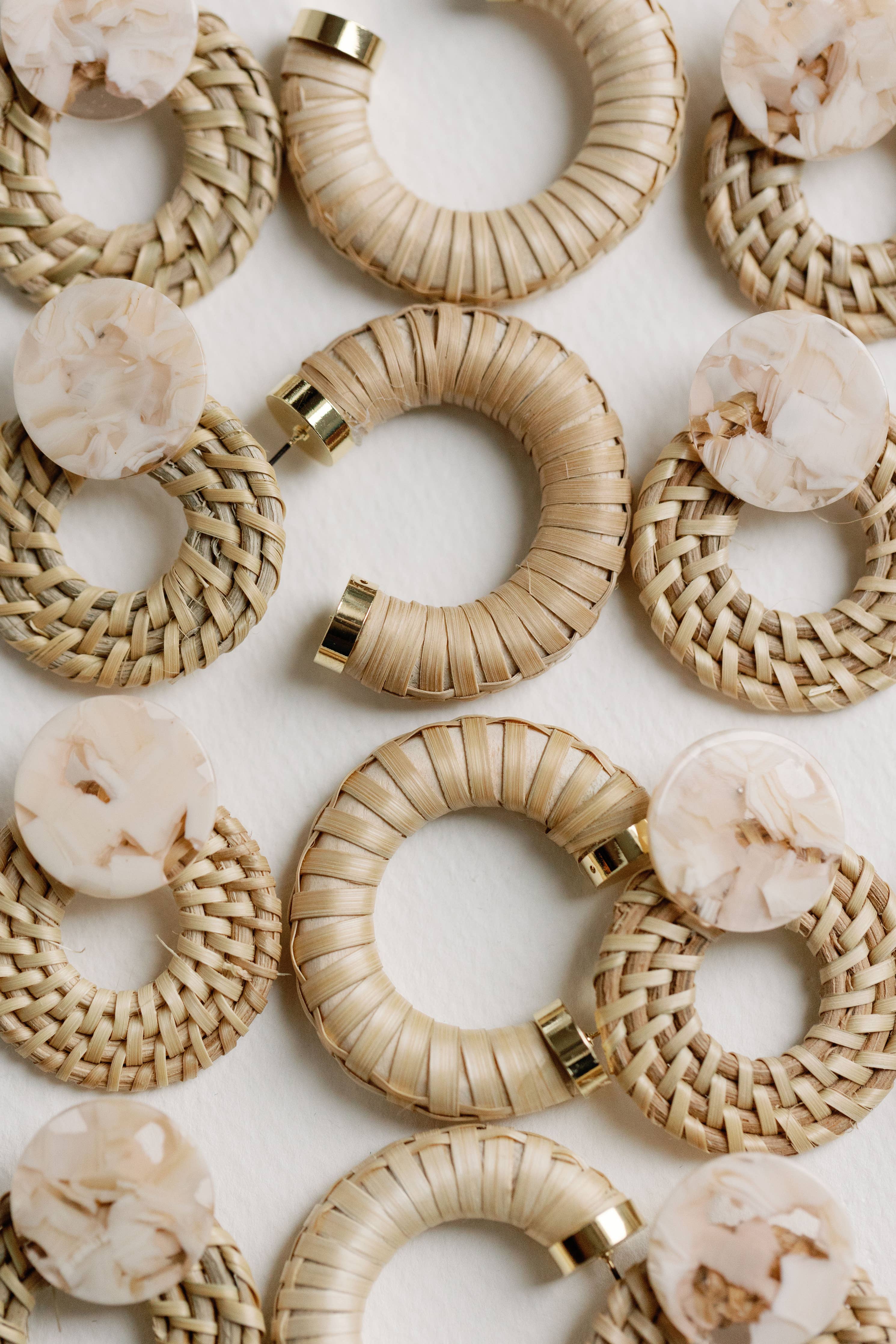 Rattan Wrapped Statement Hoop Earrings