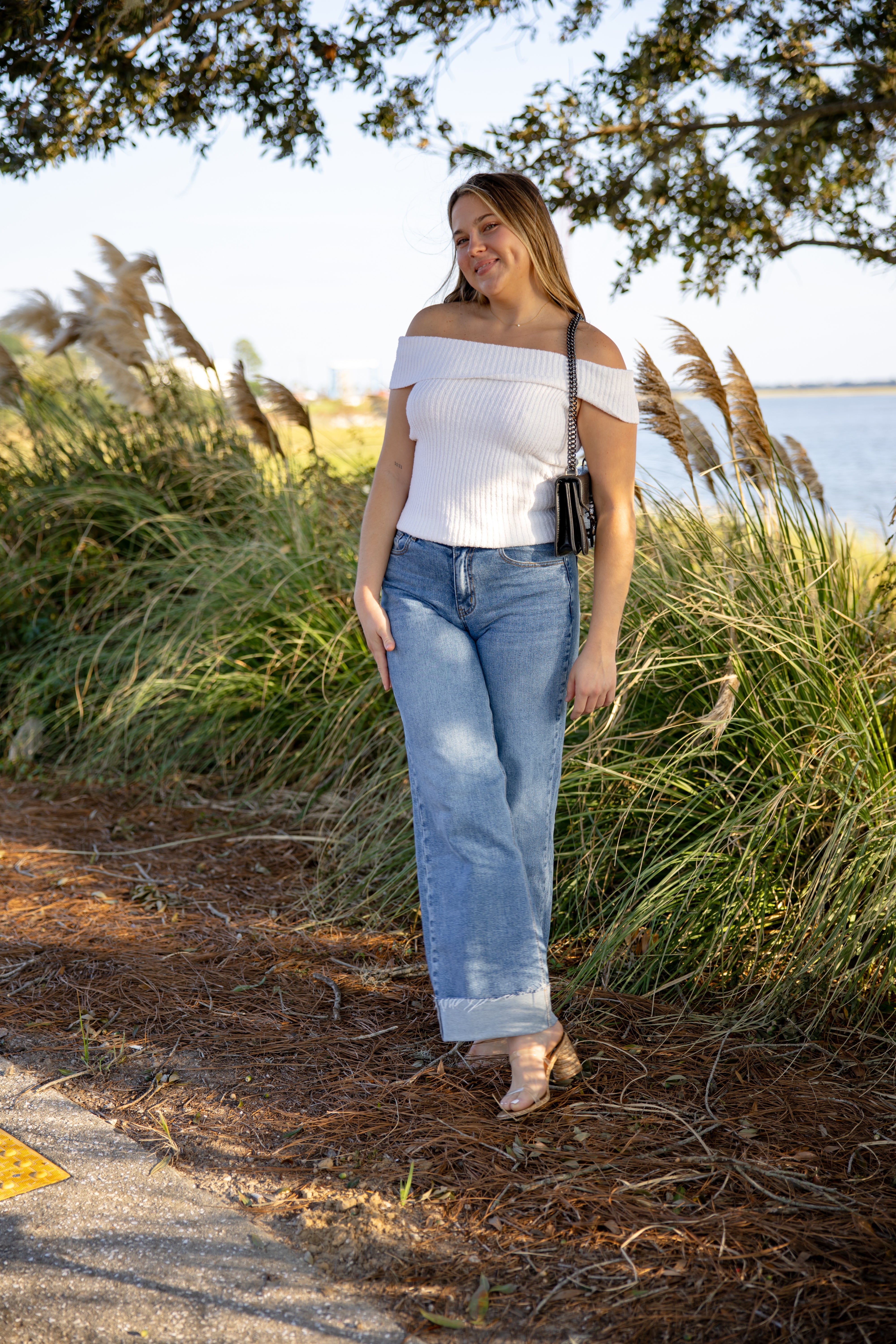 Off the Shoulder Knit Top