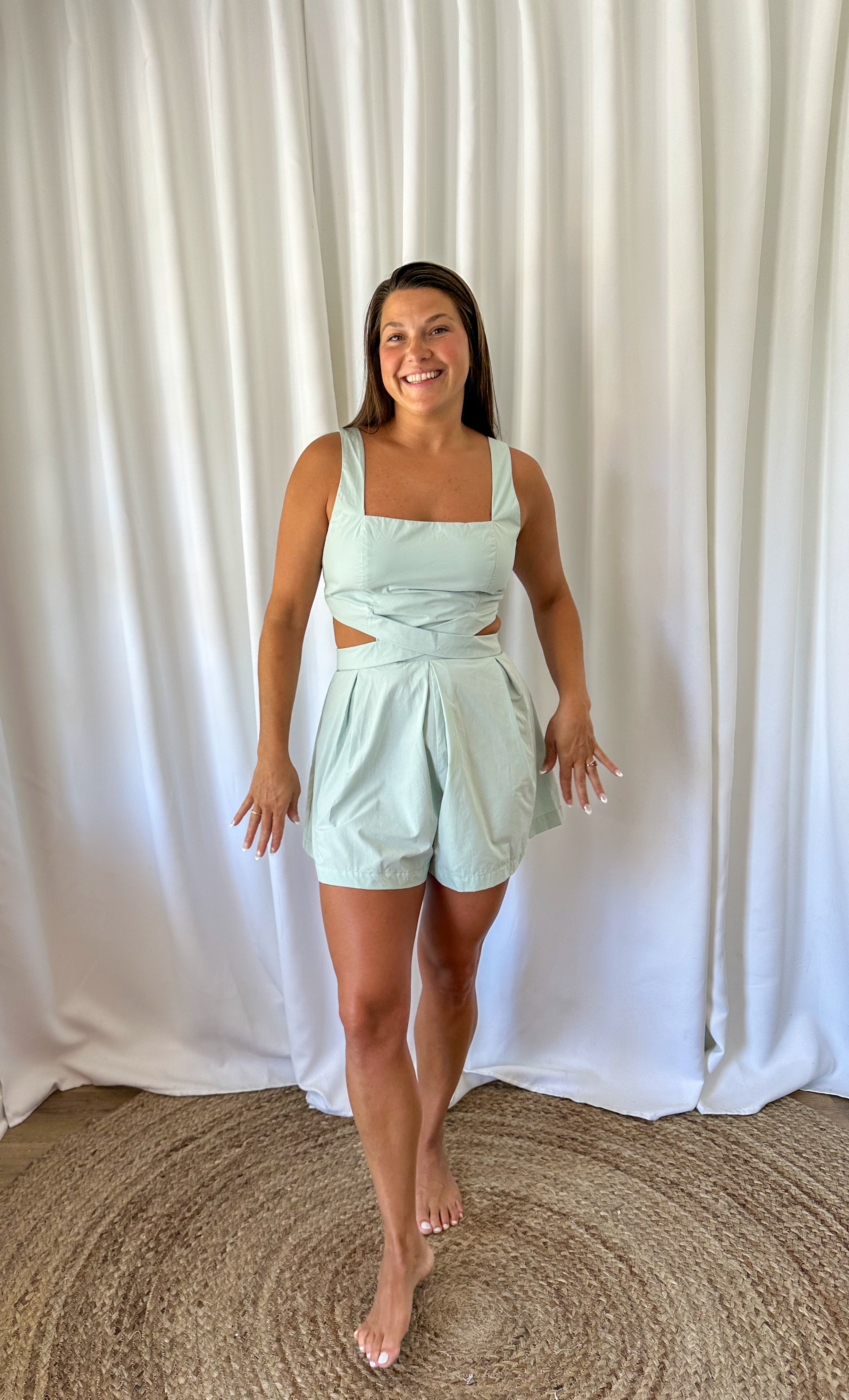 Mint Poplin Romper