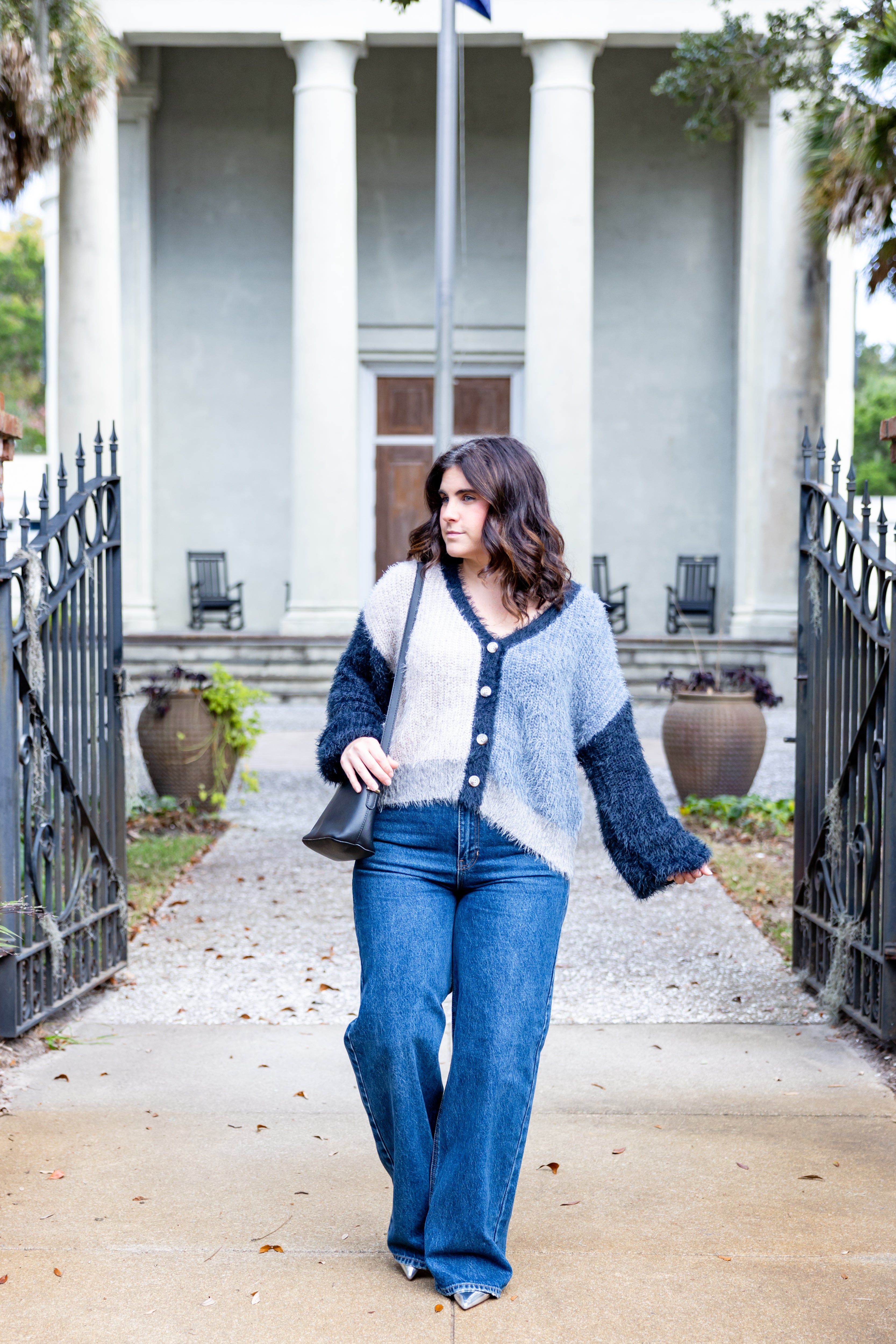 Furry Color Block Cardigan