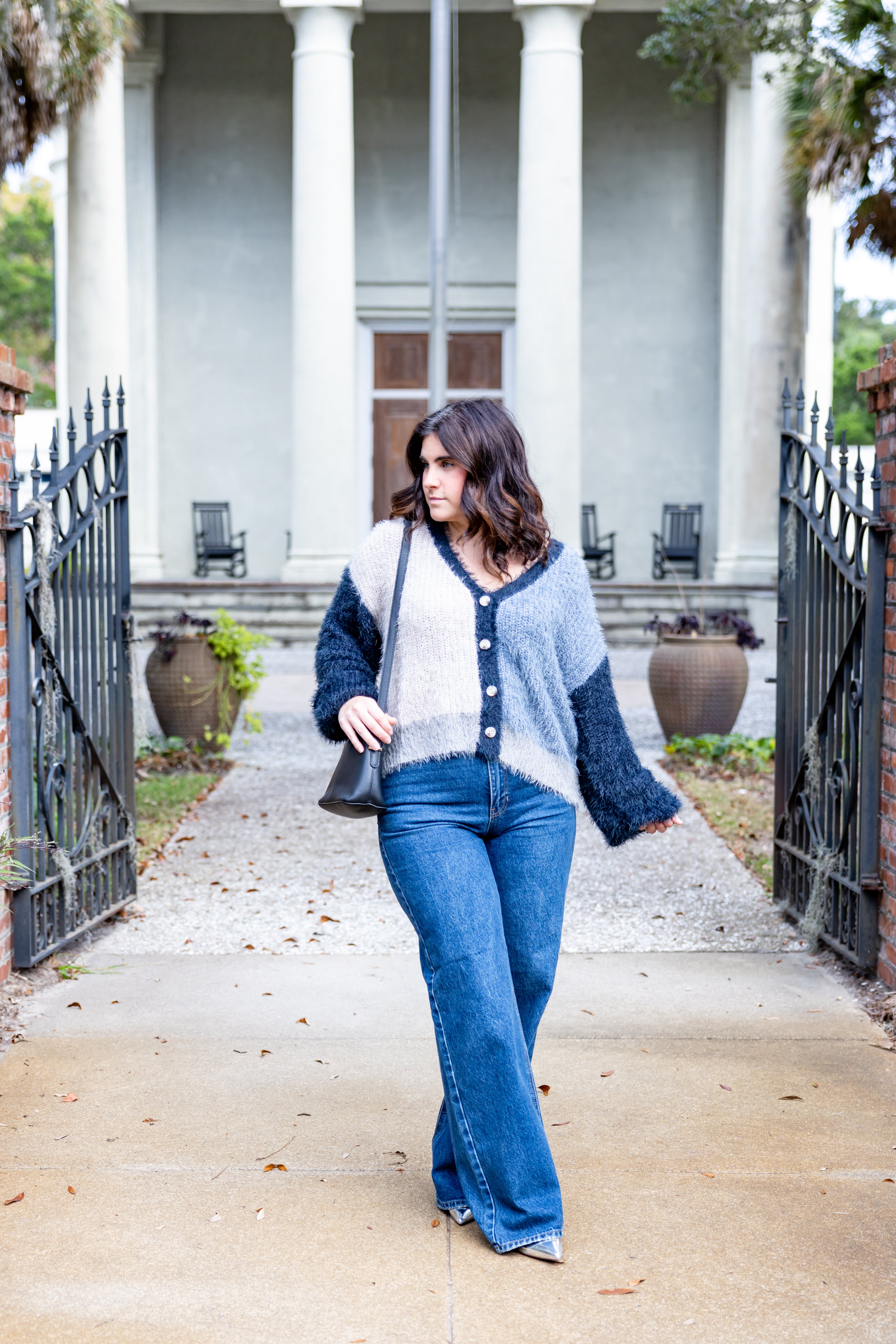 Furry Color Block Cardigan