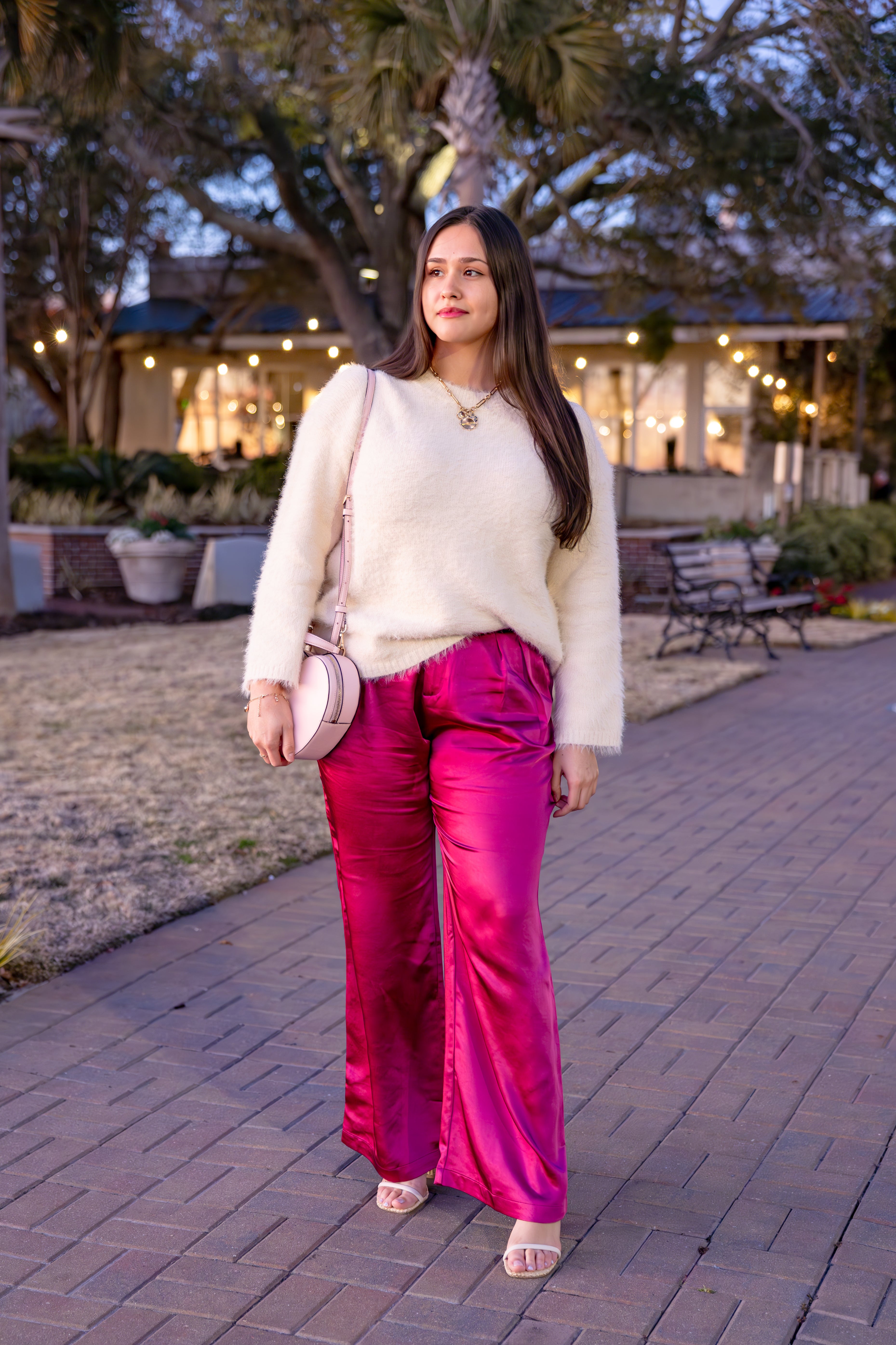 Satin wide leg pants