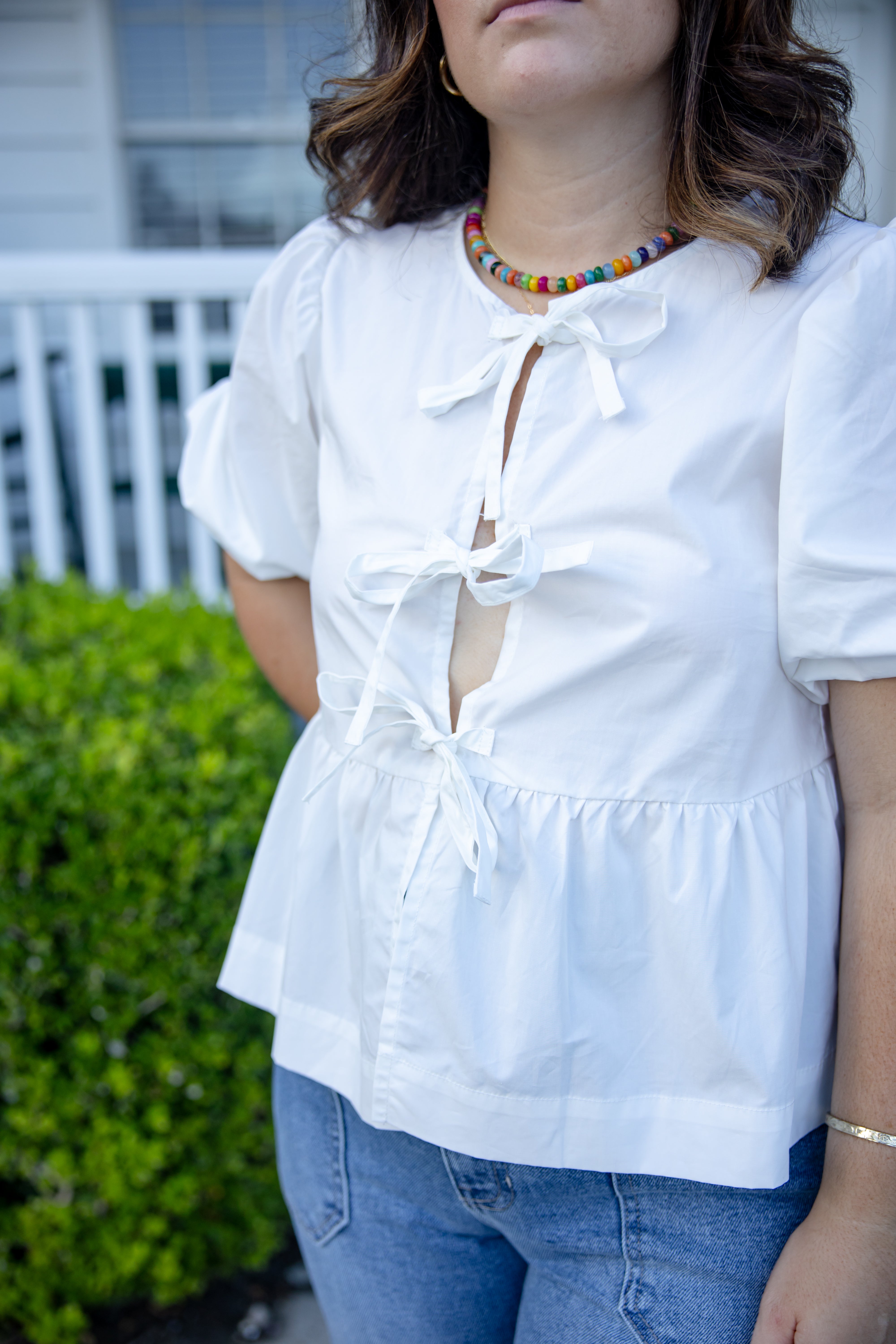 White Bow Tie Top