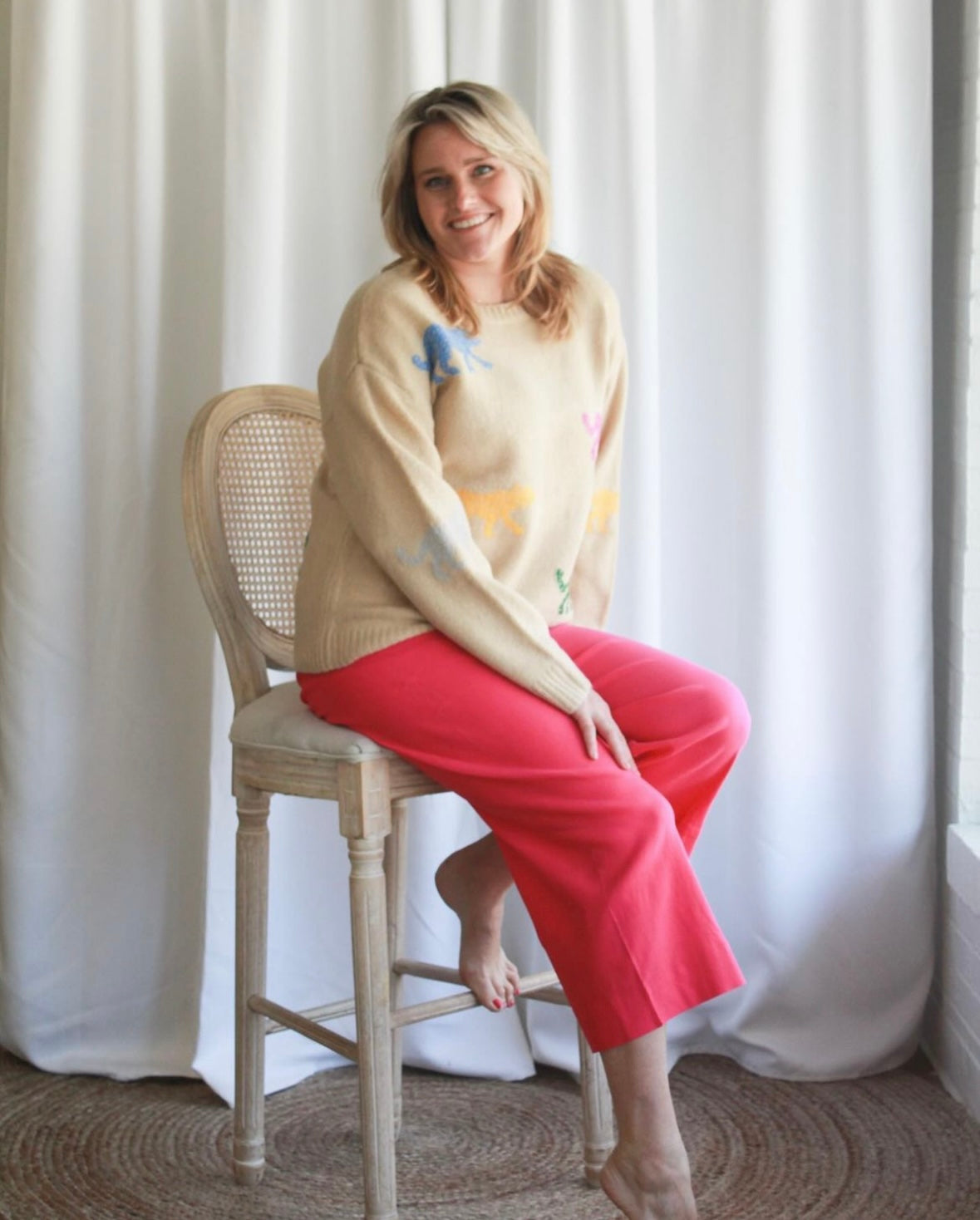 Hot pink, straight leg pants