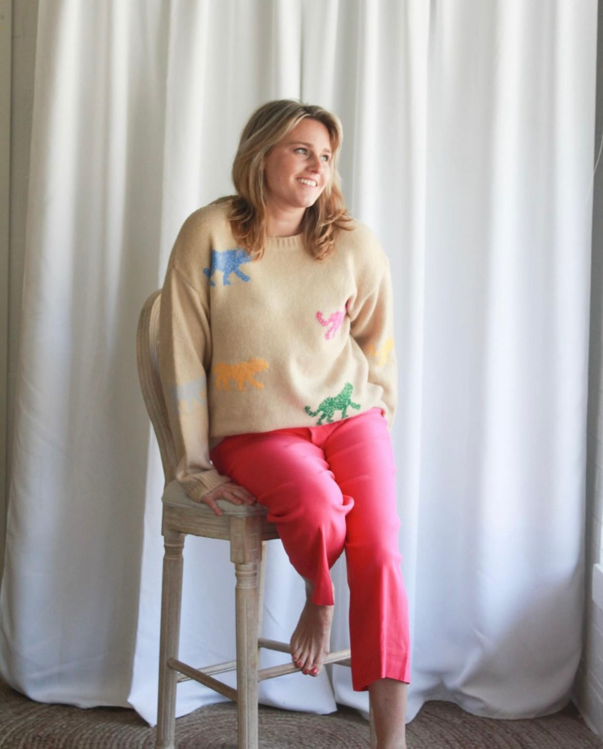 Hot pink, straight leg pants