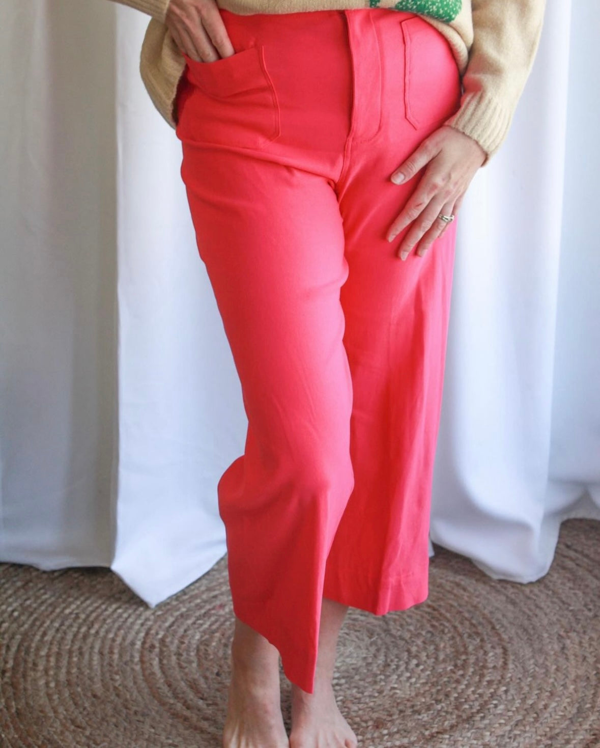 Hot pink, straight leg pants