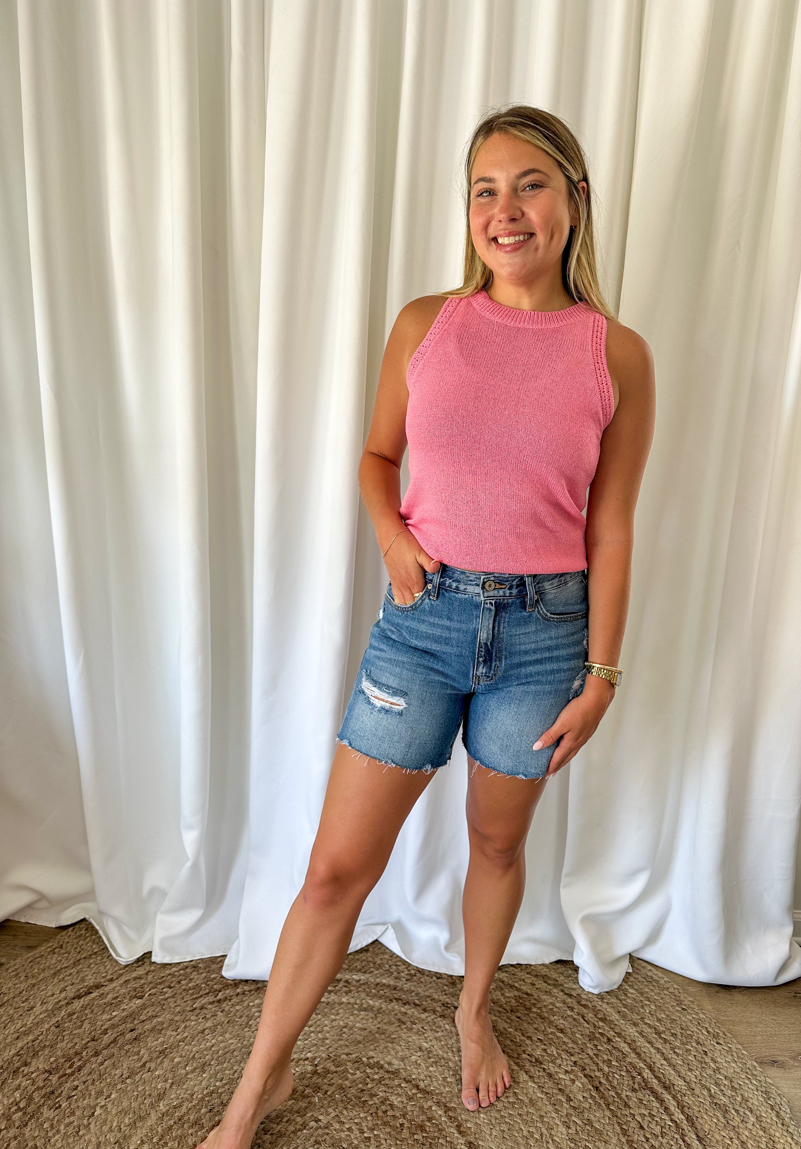 High Rise Denim Shorts