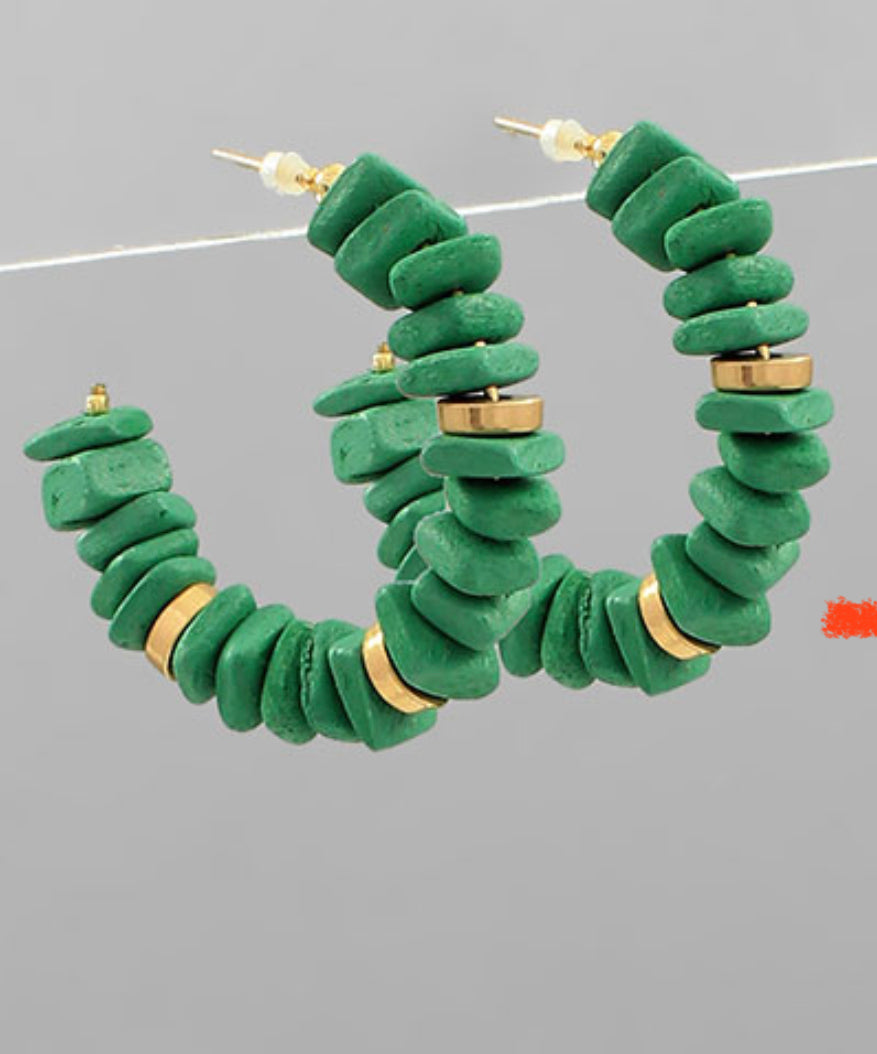 Green Bead Wooden Hoops
