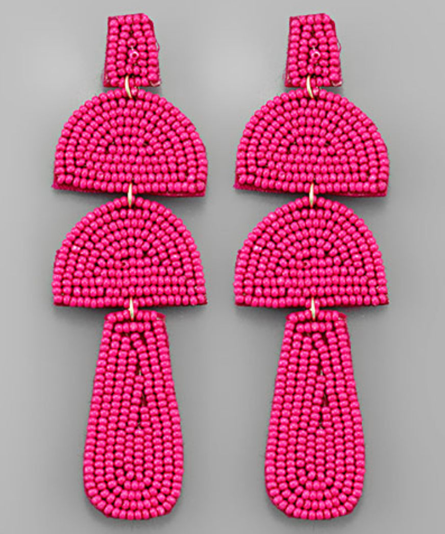 Fuchsia Mushroom Bead Earrings