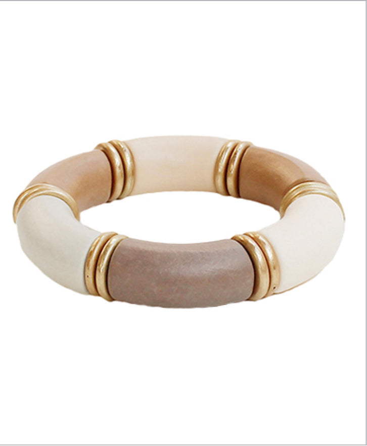 gold bead & wood bracxt