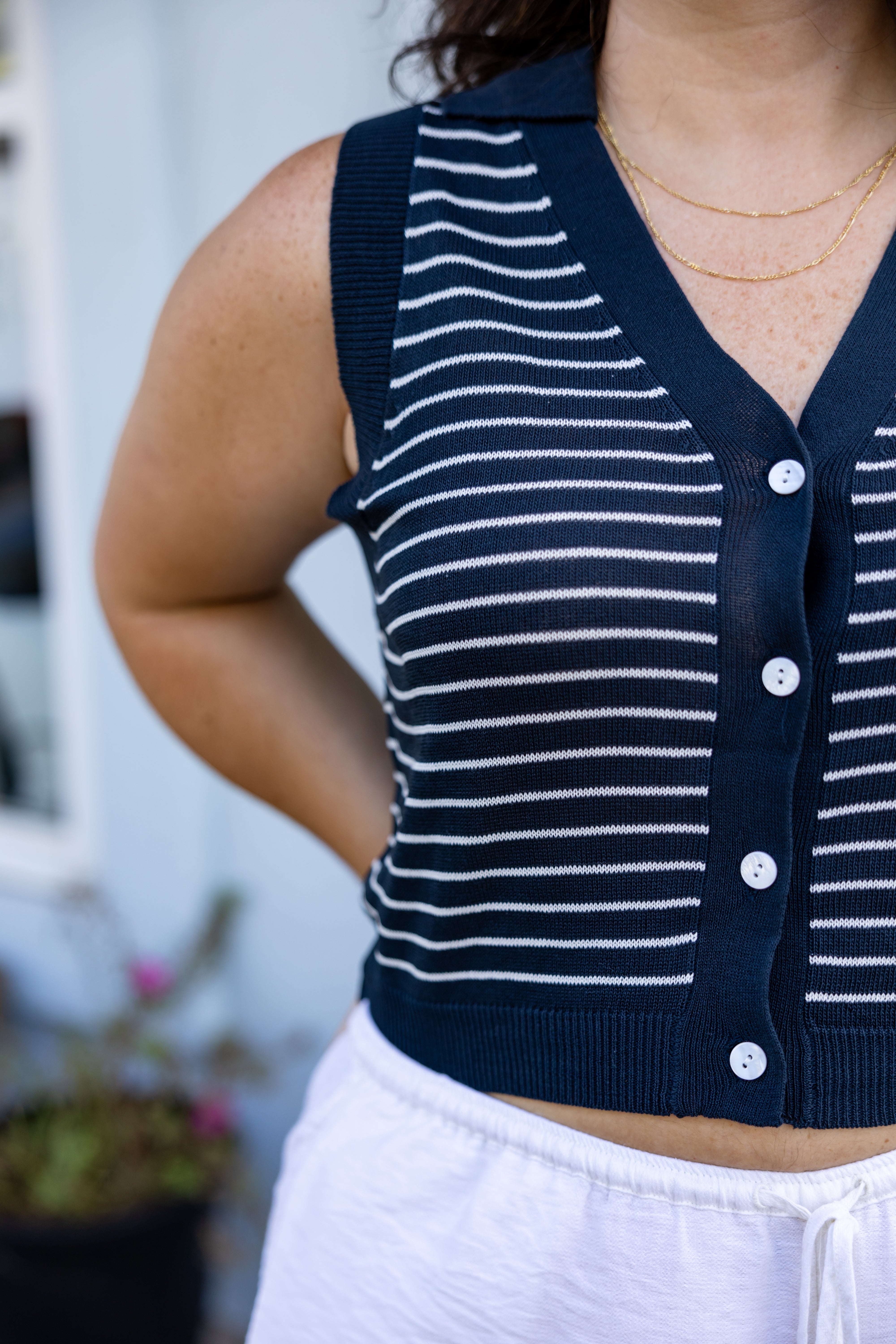 Striped Button Down Tank