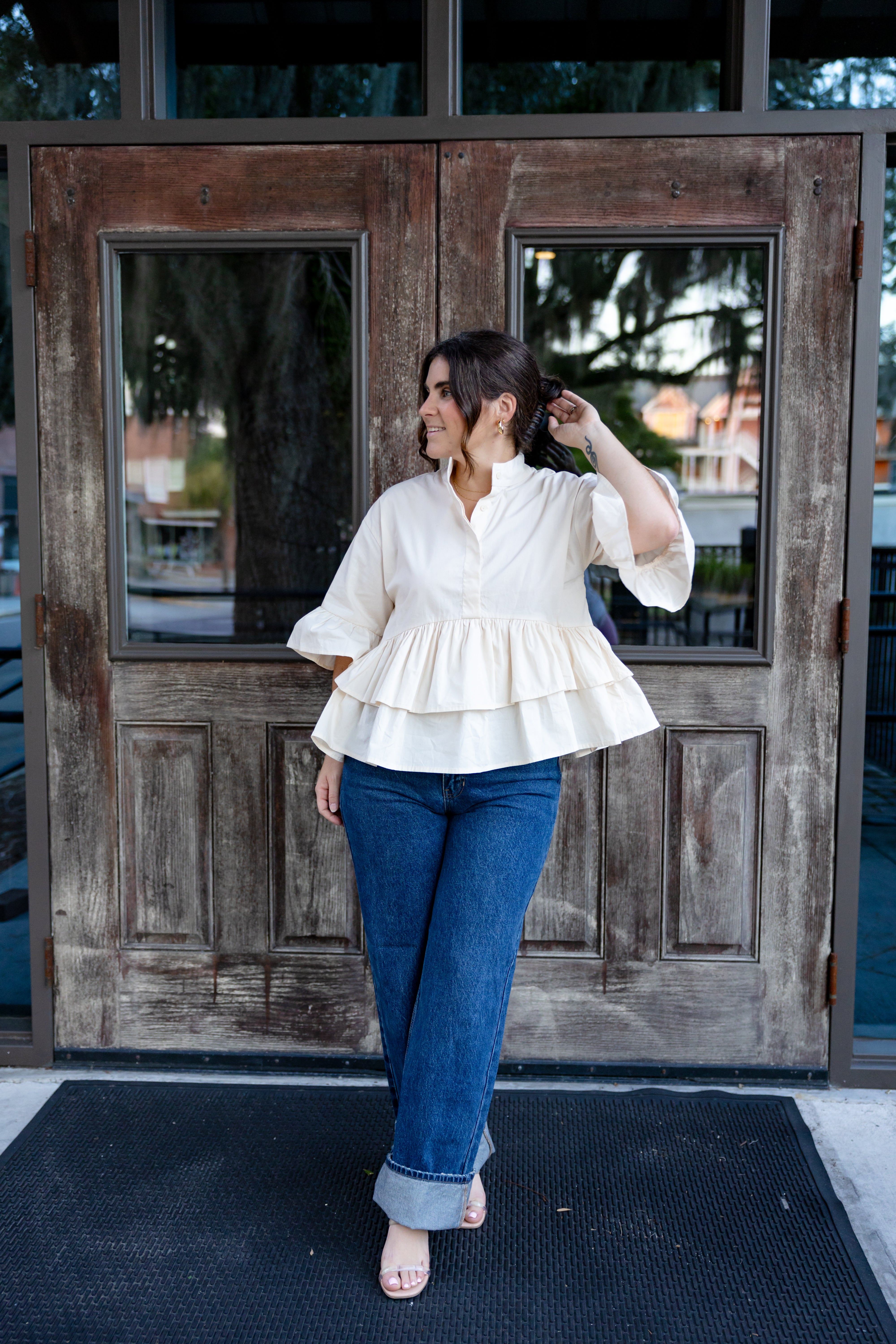 Ruffle Button Up Shirt