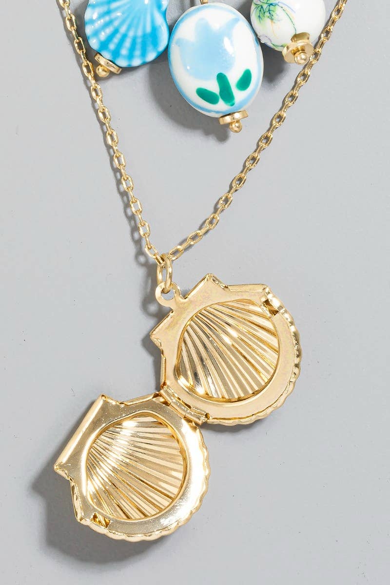 Clam Locket Layered Necklace