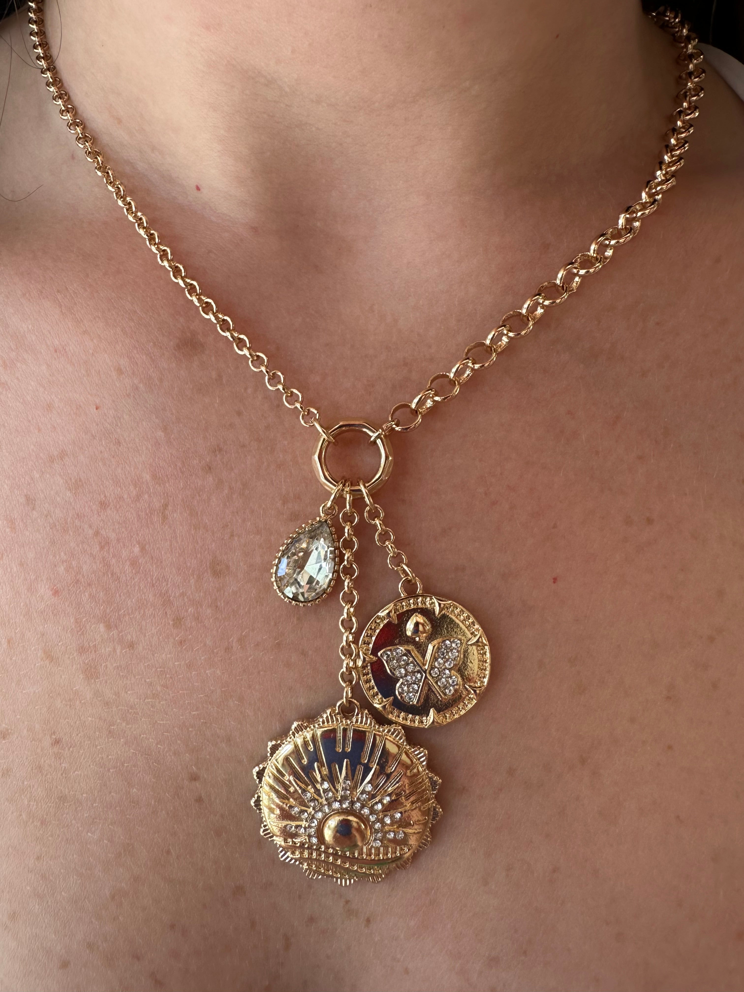 Butterfly Coin Charm Necklace