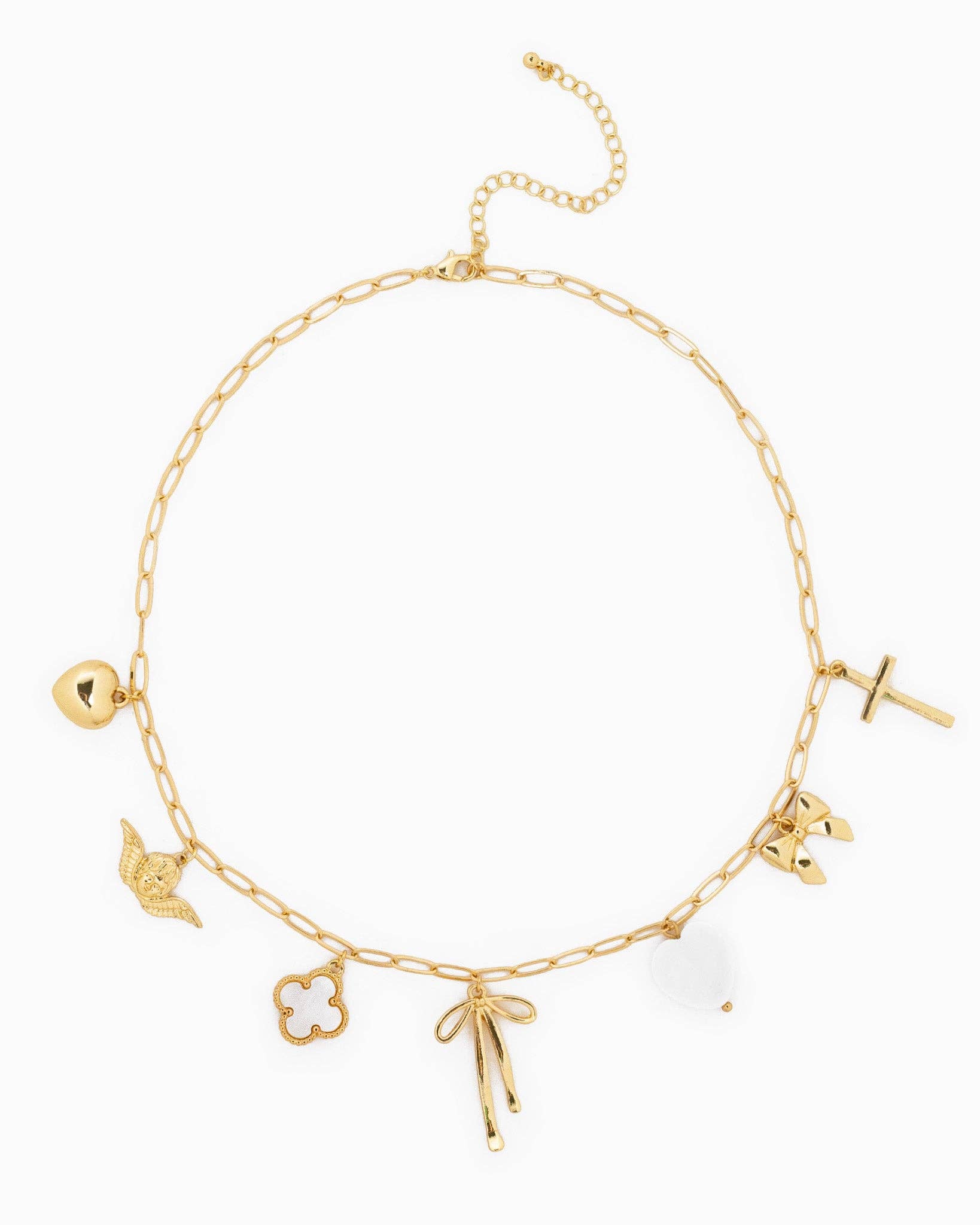 Bow Multi Gold Chunky Charm Necklace