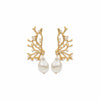 Coral Branch & Pearl Dangle Earrings