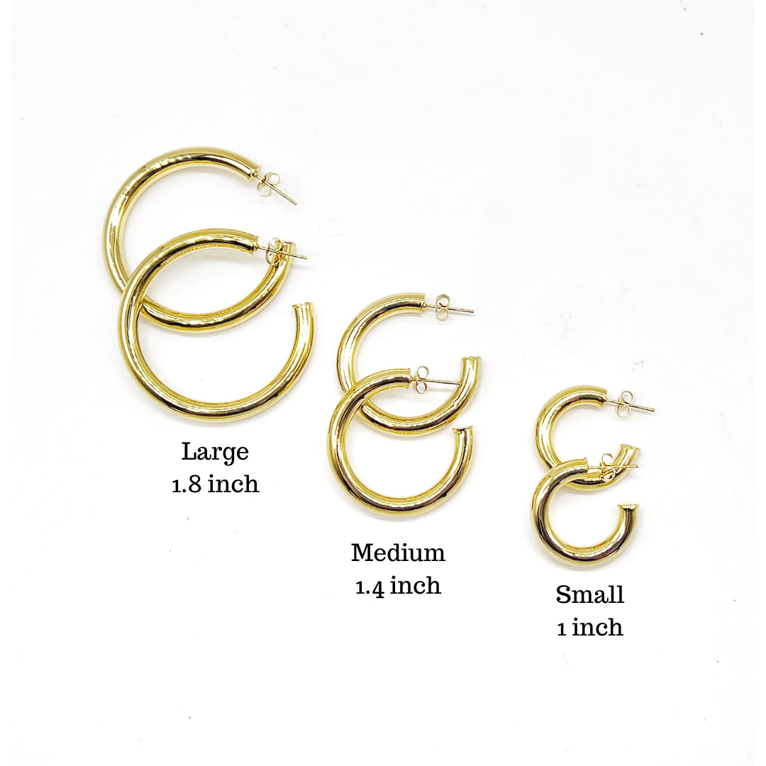 Gold Hoops Metal Chunky Hoops Statement Earrings 3 sizes