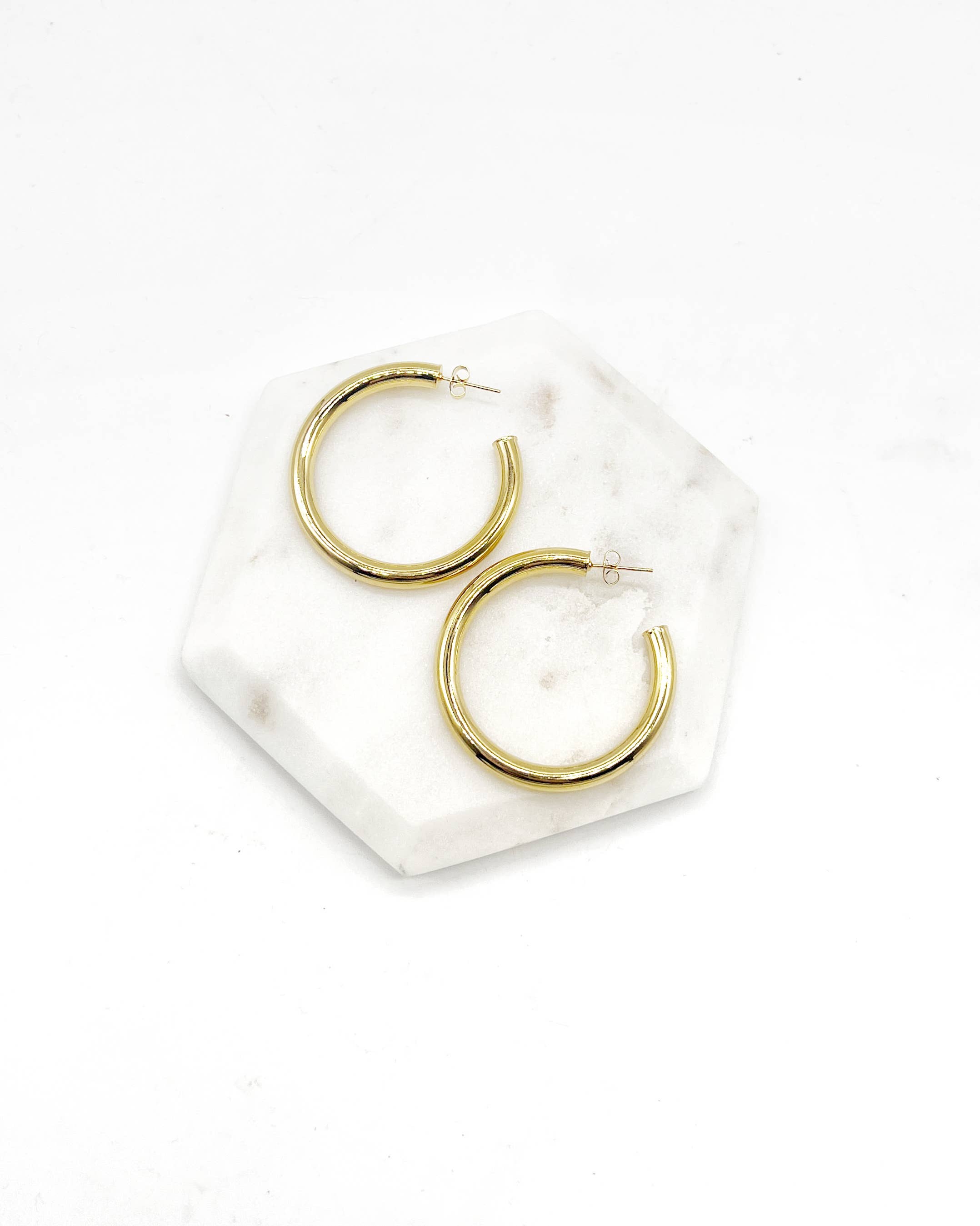 Gold Hoops Metal Chunky Hoops Statement Earrings 3 sizes