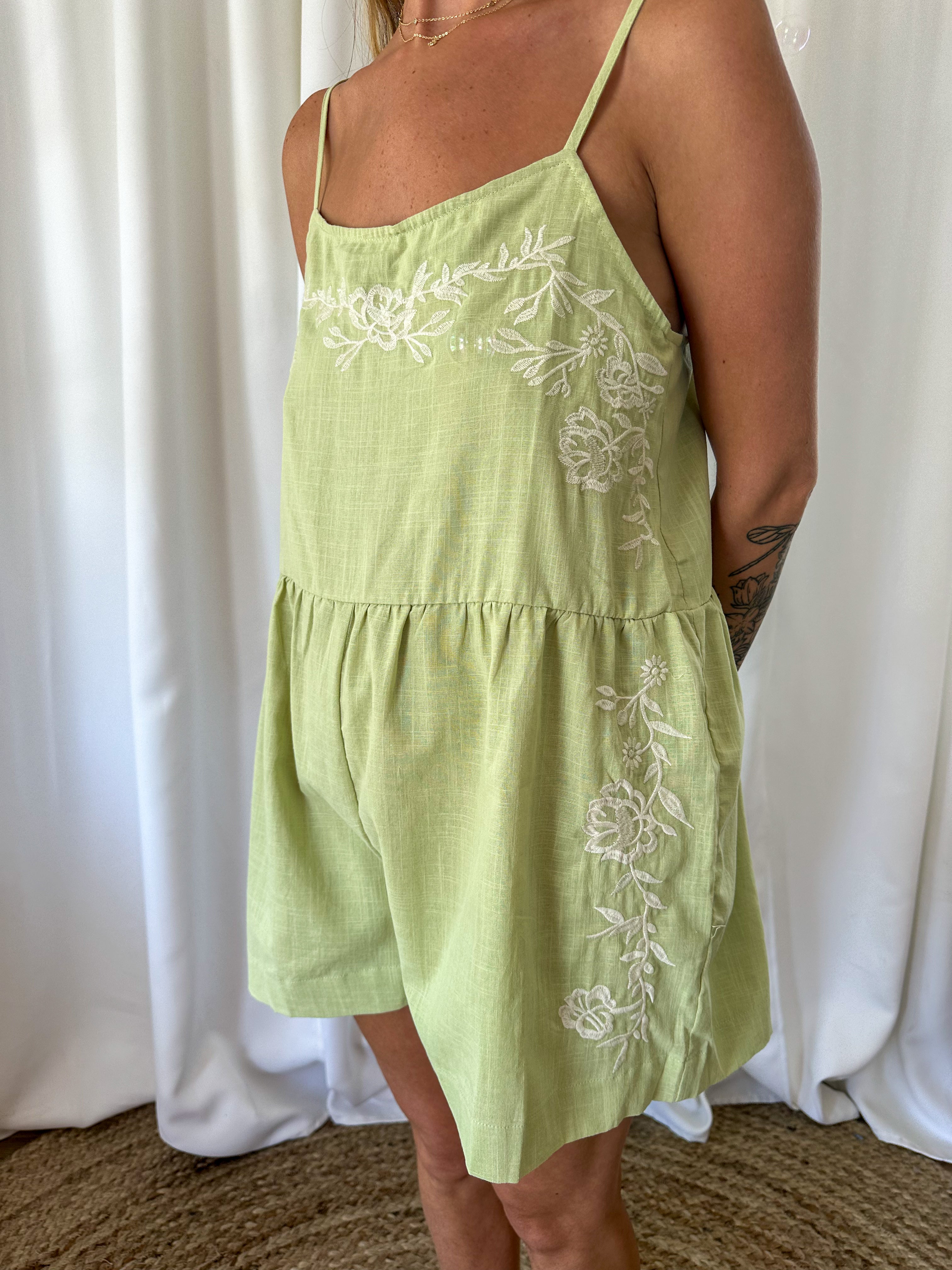 Floral Embroidered Romper