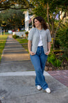 Grey Short Sleeve Cardigan