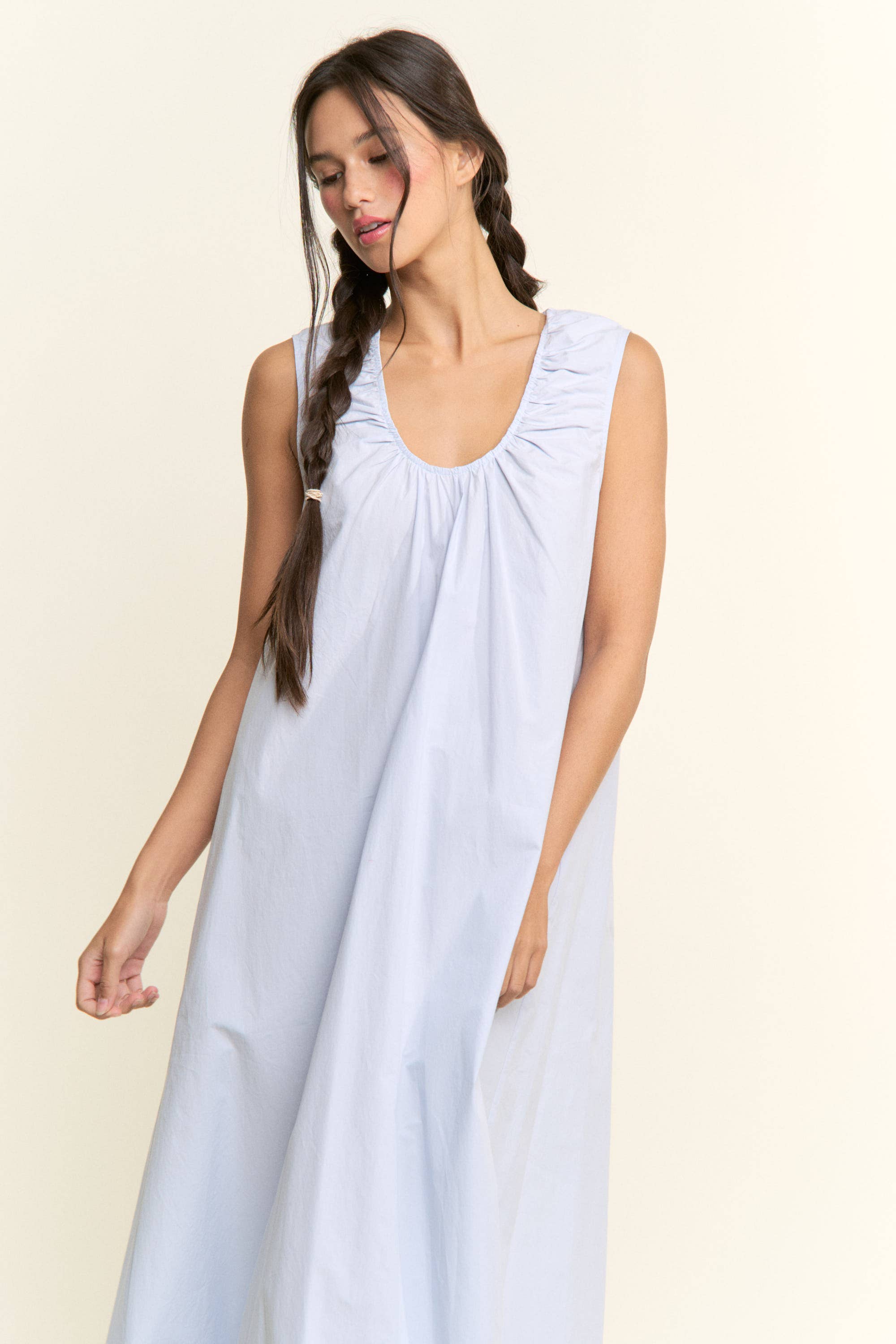 Scoop Neckline Trim Maxi Dress