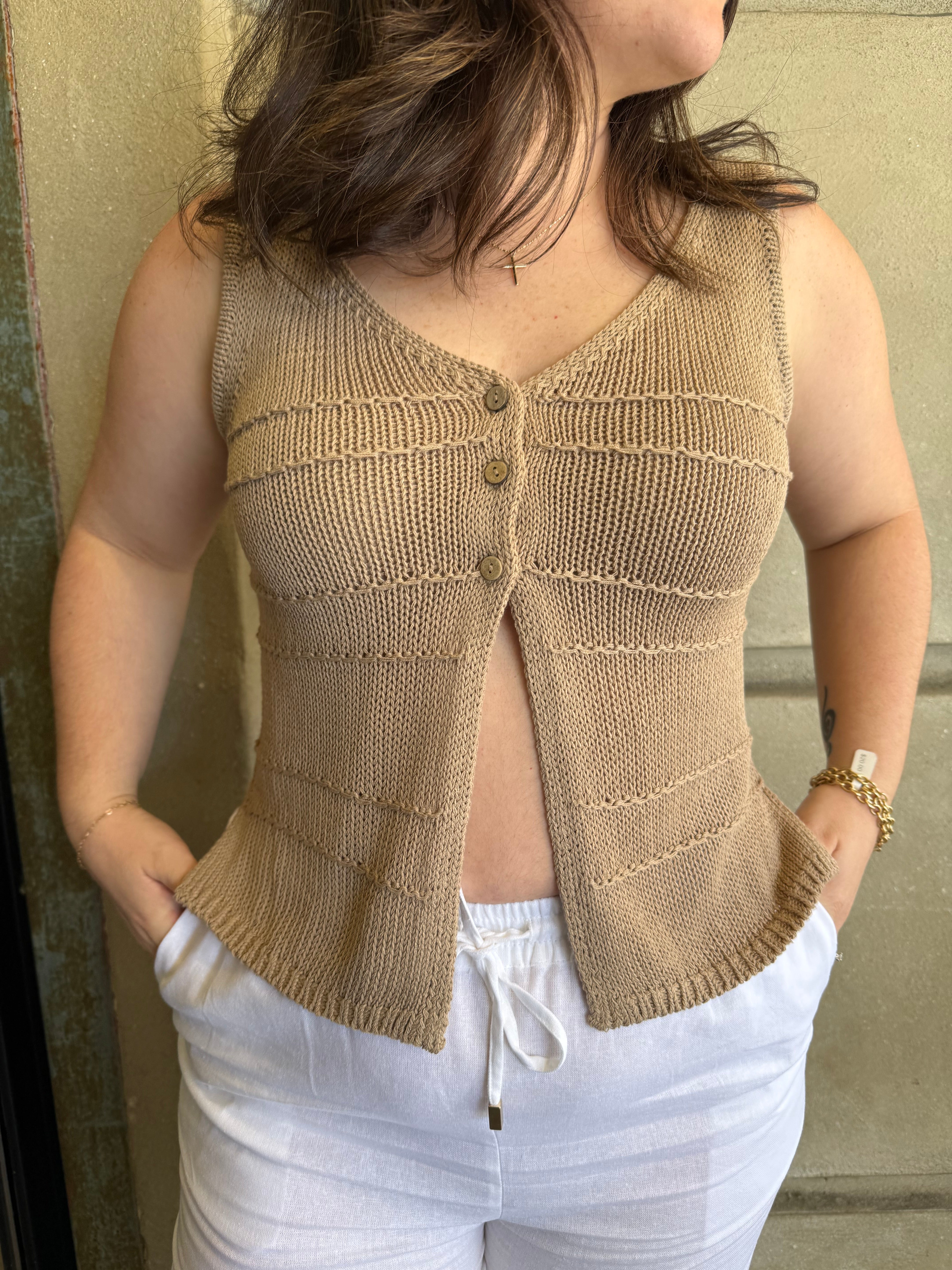 Khaki Knit Top