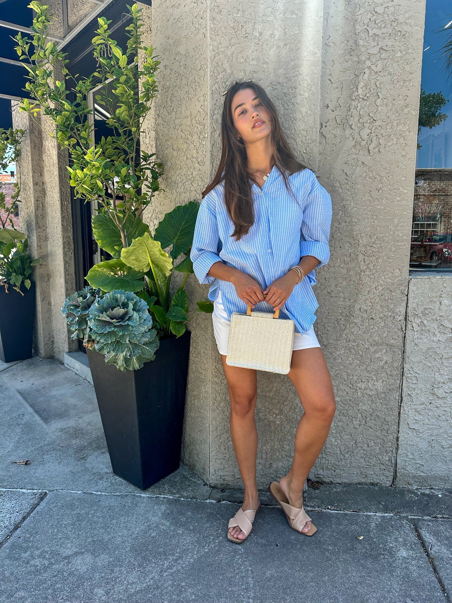 Oversized Blue Striped Button Down