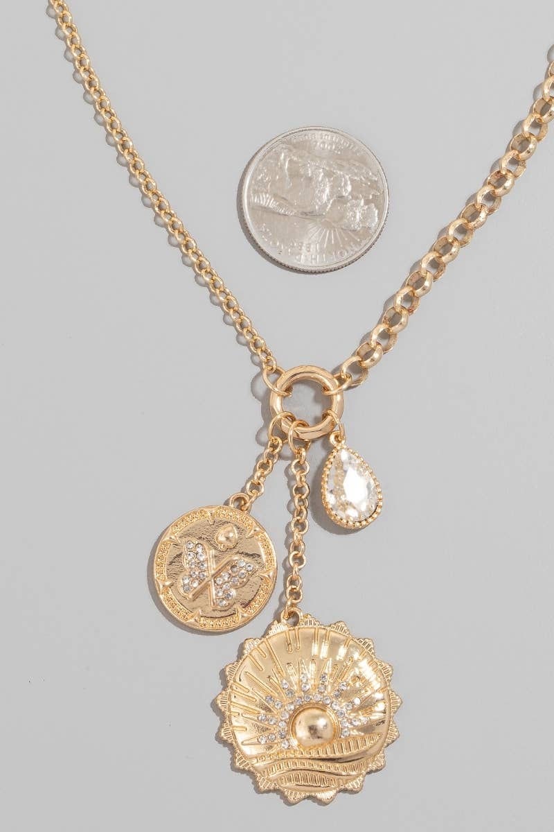 Butterfly Coin Charm Necklace