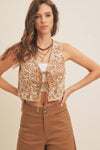 Embroidered Tie Vest