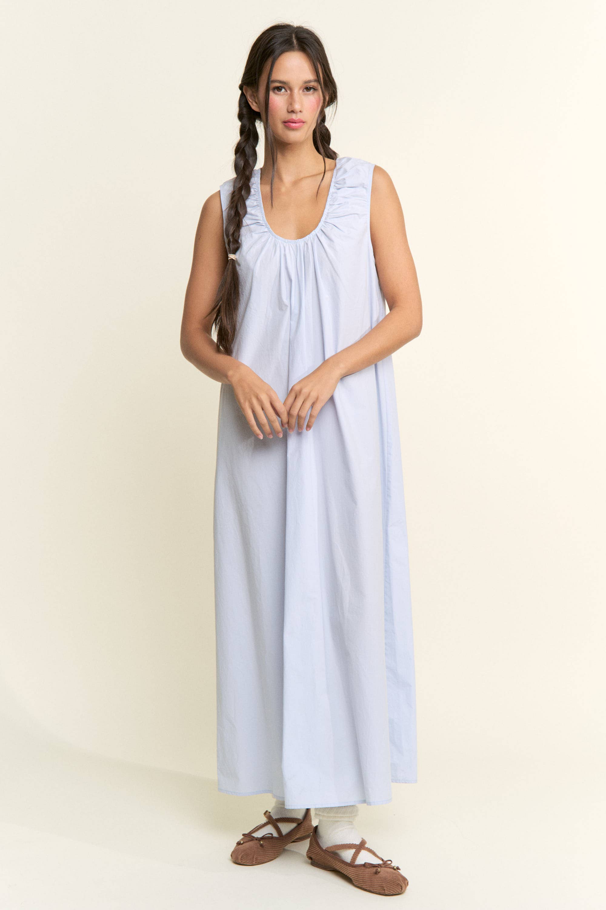 Scoop Neckline Trim Maxi Dress