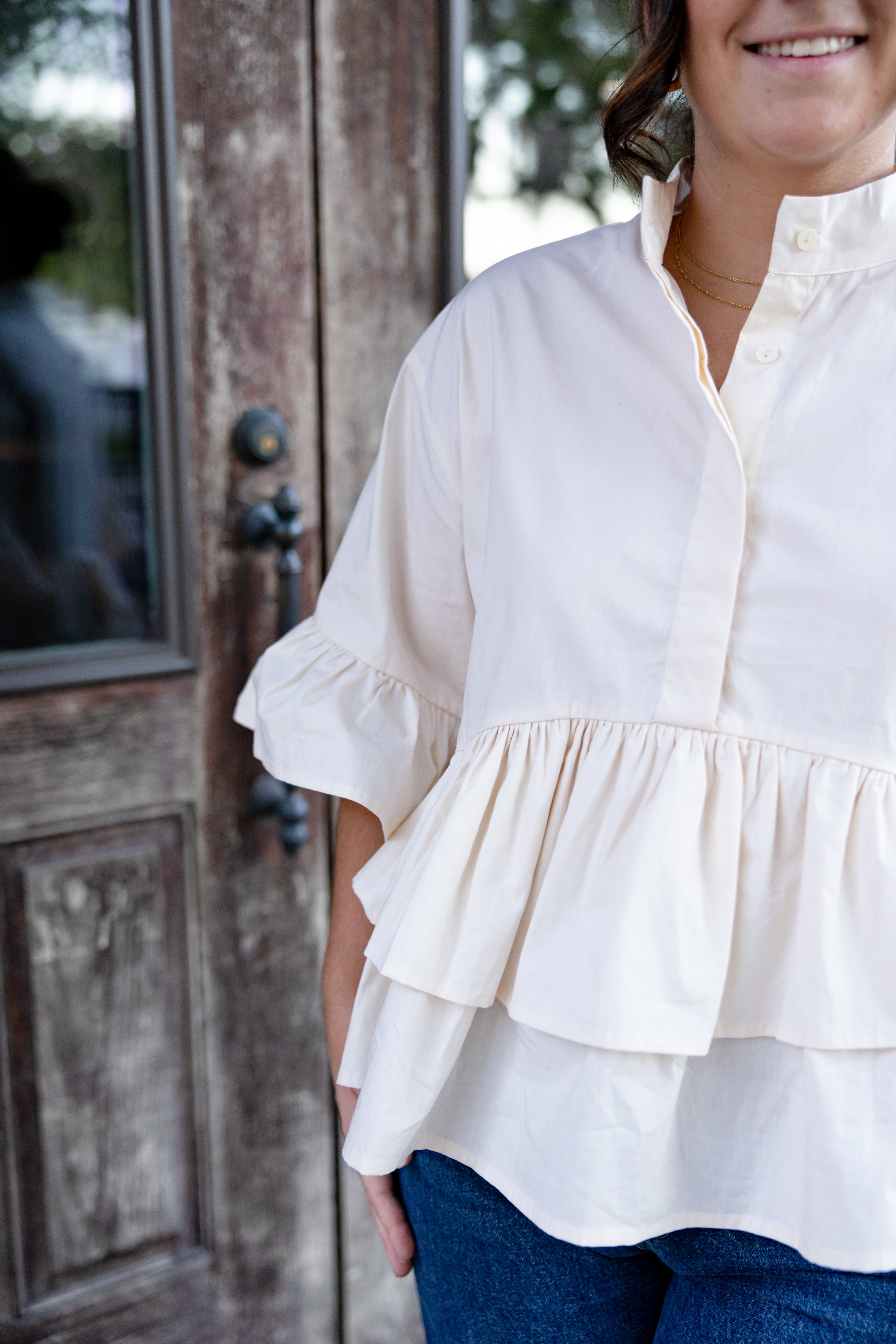 Ruffle Button Up Shirt