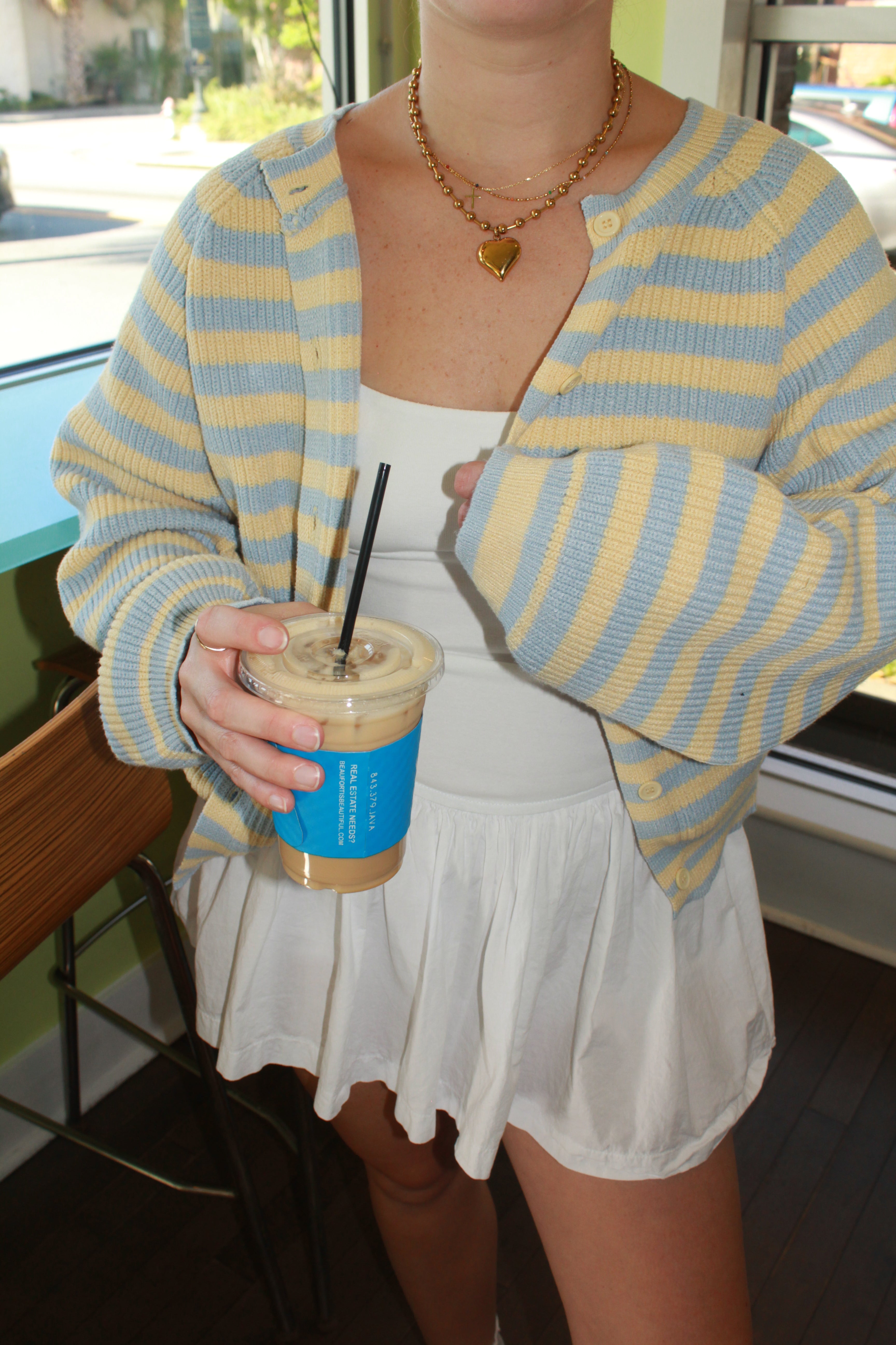 Blue and Butter Striped Cardigan