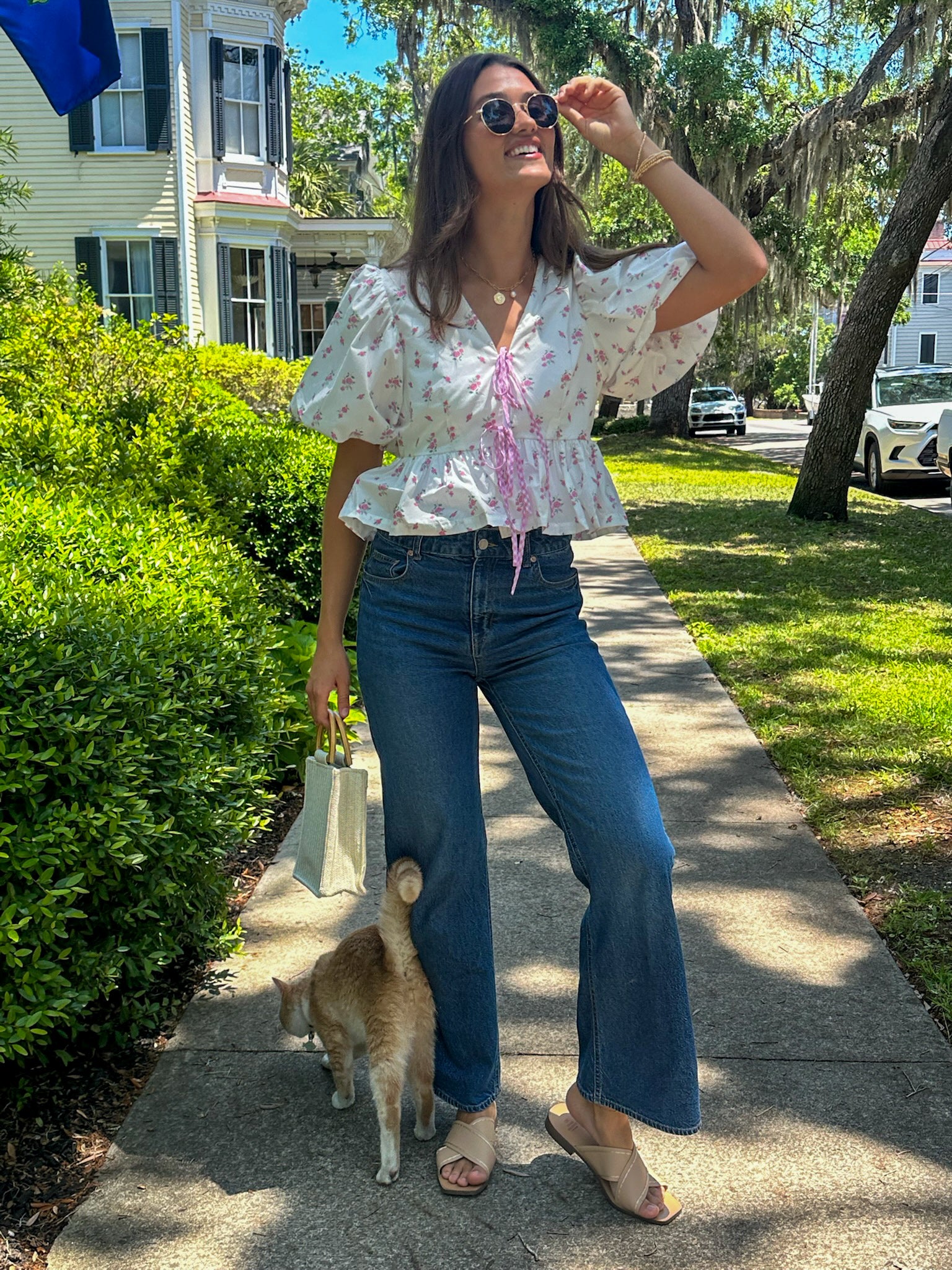 Pink Ditzy Floral Top