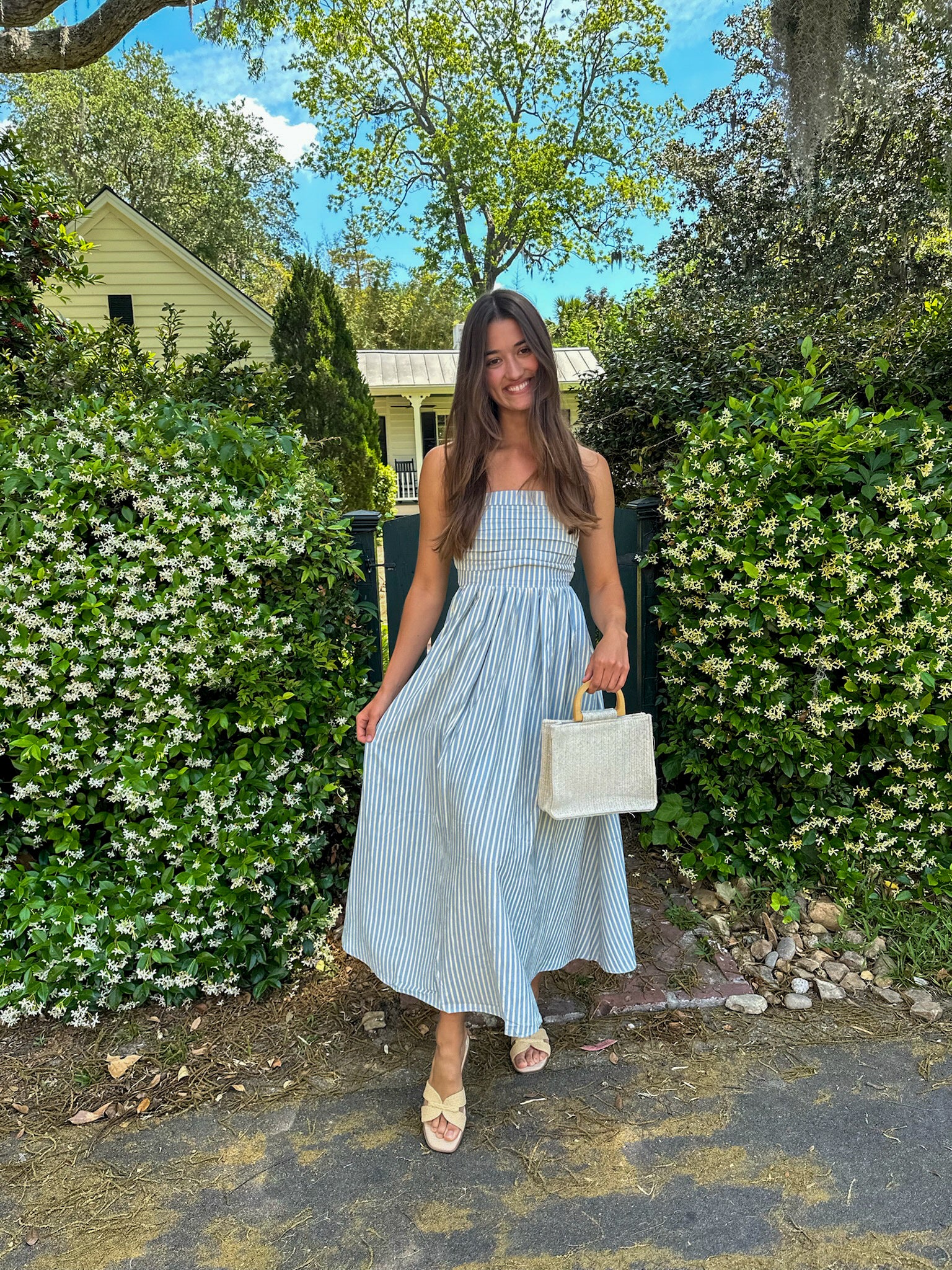 Blue Strapless Midi